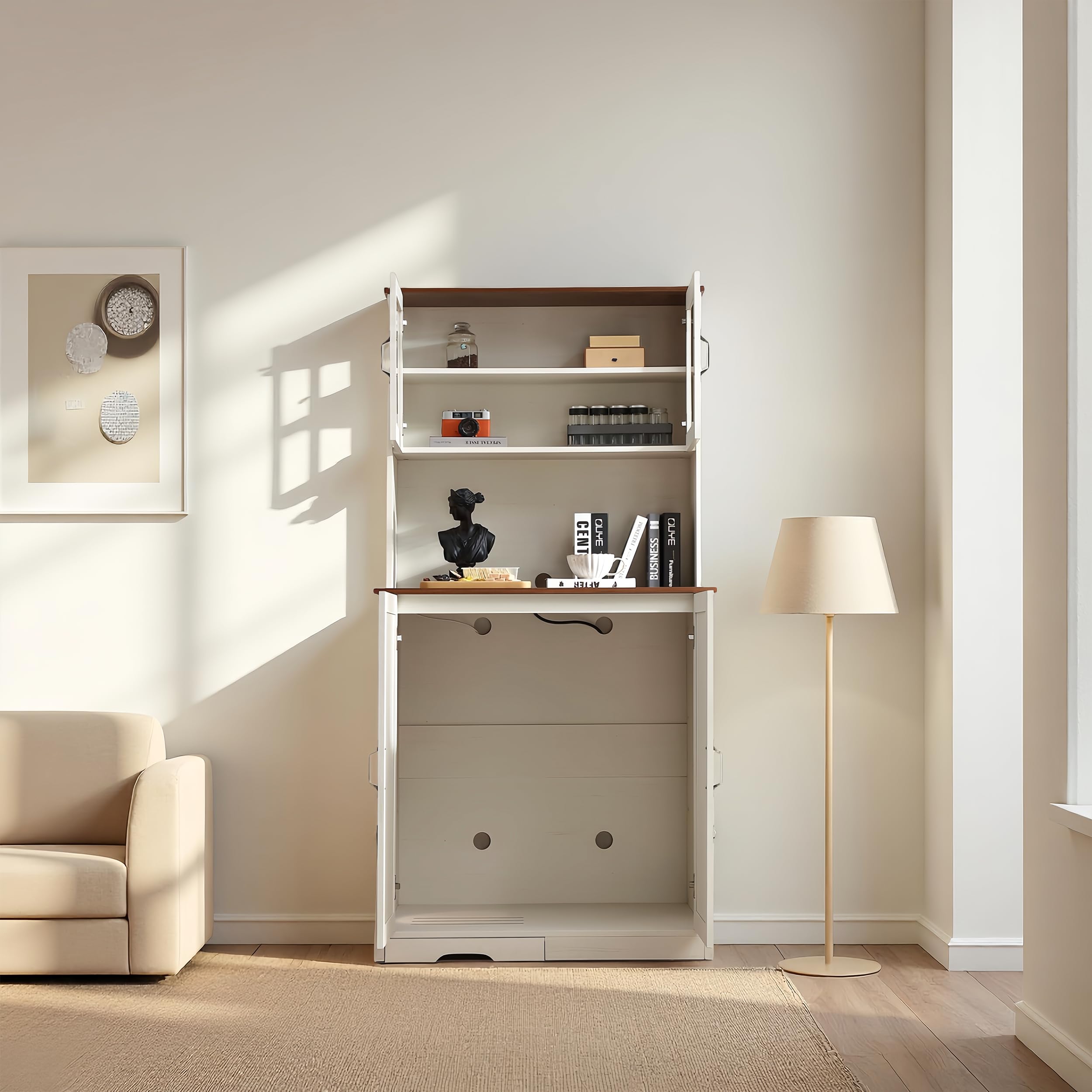 Sylvan Gravity Extra-Large Enclosure for Self-Cleaning Cat Litter Boxes, Wooden Cat Litter Furniture with LED Lighting, a Adjustable Shelf and Doors - image 5