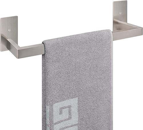 NearMoon Toallero autoadhesivo para baño, cuadrado de acero inoxidable, estante de pared para baño, toallero para colgar, estilo contemporáneo,