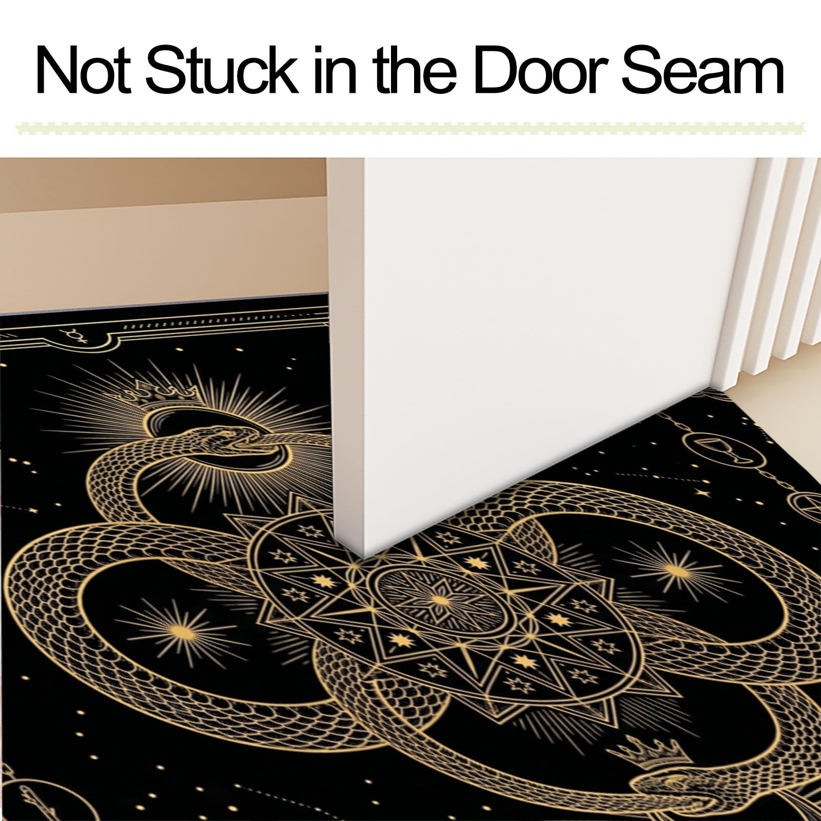 Felpudo Ultrafino Para Interiores,90X150Cm,Constelaciones Animales Misteriosas Alfombra Antideslizante Lavable Para Entrada,Tarot Cielo Estrellado Retro Felpudo De Perfil Bajo,Atrapa Suciedad,Negro