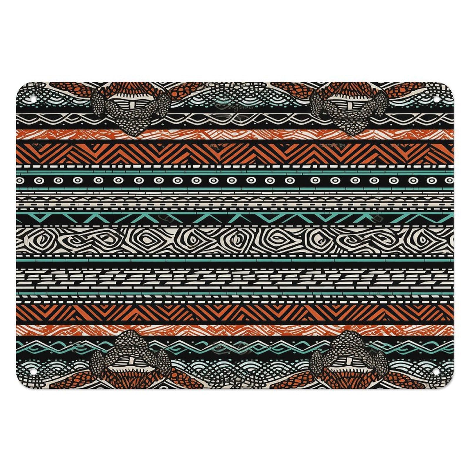 Fodpand Style Ethnic Turtle Striped Retro Vintage Metal Tin Sign,Wall Art Decor Garden Plaque Poster For Bedrooms Yard Bars Pubs Patios Porches 7.9X5.5 Inch