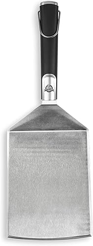 Pit Boss Grills Soft Touch - Espátula de cabeza grande, color negro y plateado