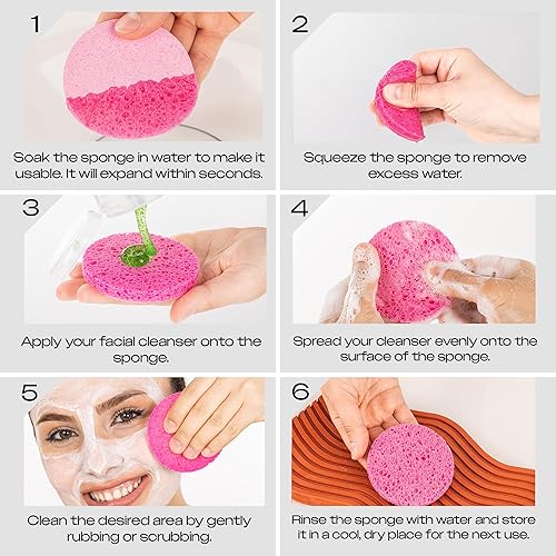 Miniatura 7 de Esponjas faciales comprimidas de 60 unidades, esponjas de celulosa TiwinTi 100% natural, limpieza facial, removedor de maquillaje, esponjas faciales