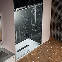 Vista 14 de Woodbridge Puerta de ducha sin marco de cierre suave de 57.5-60 pulgadas de ancho x 76 de alto, vidrio templado a prueba de explosiones de 3/8
