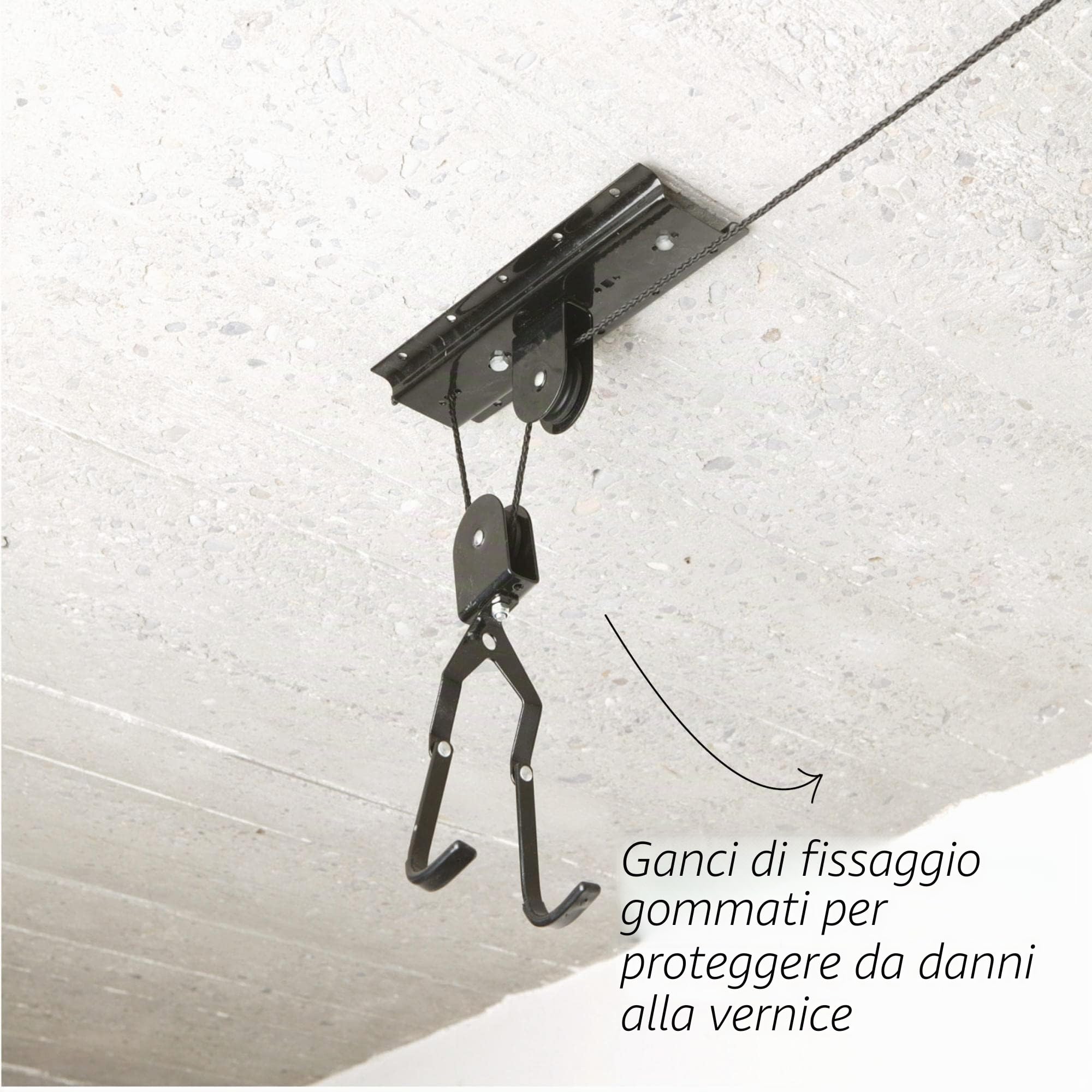 Fischer sollevatore a soffitto per biciclette e e-bike portata 30 kg altezza 4 m meccanico