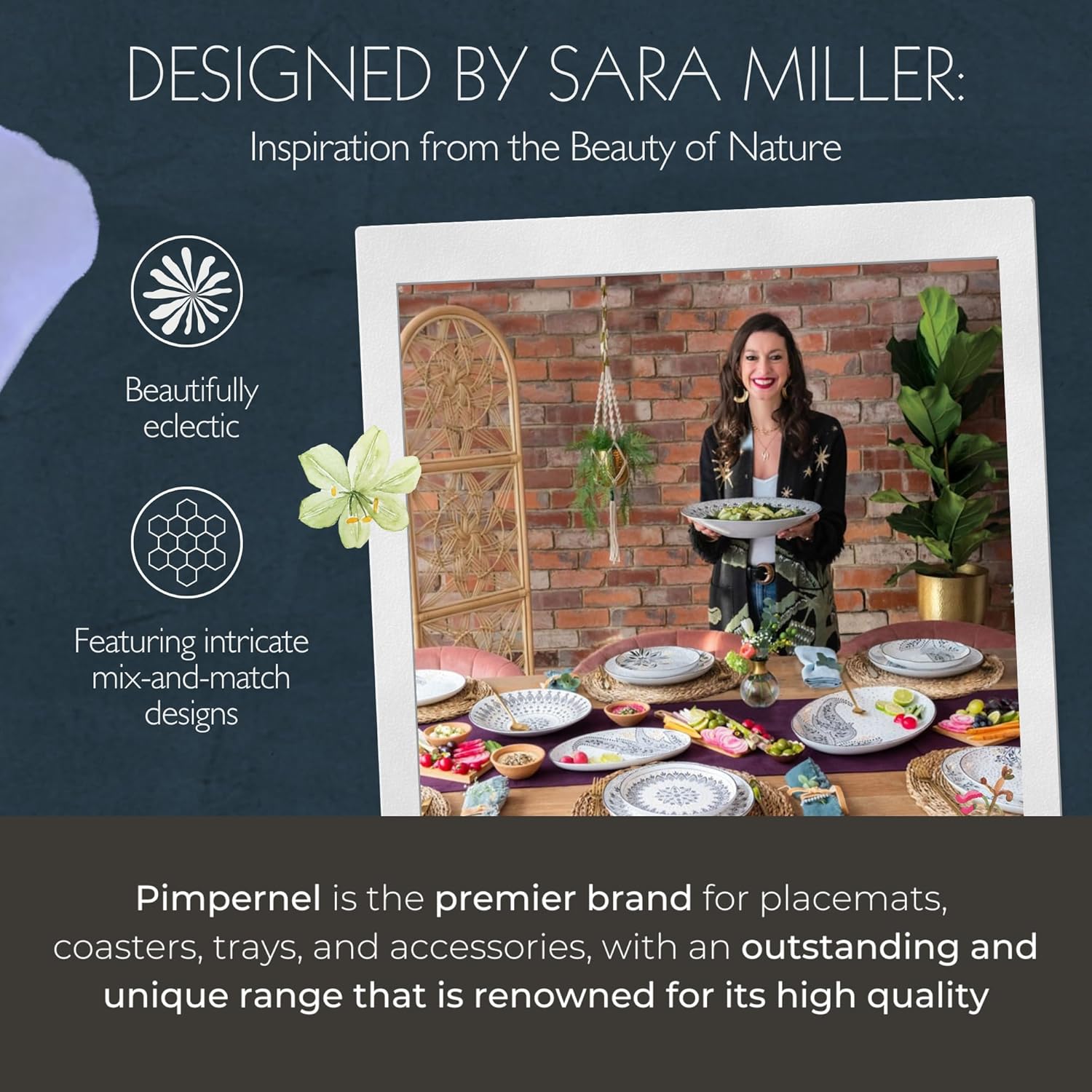 Pimpernel Sara Miller London Chelsea Collection Large Placemats Set of 4 Light Grey