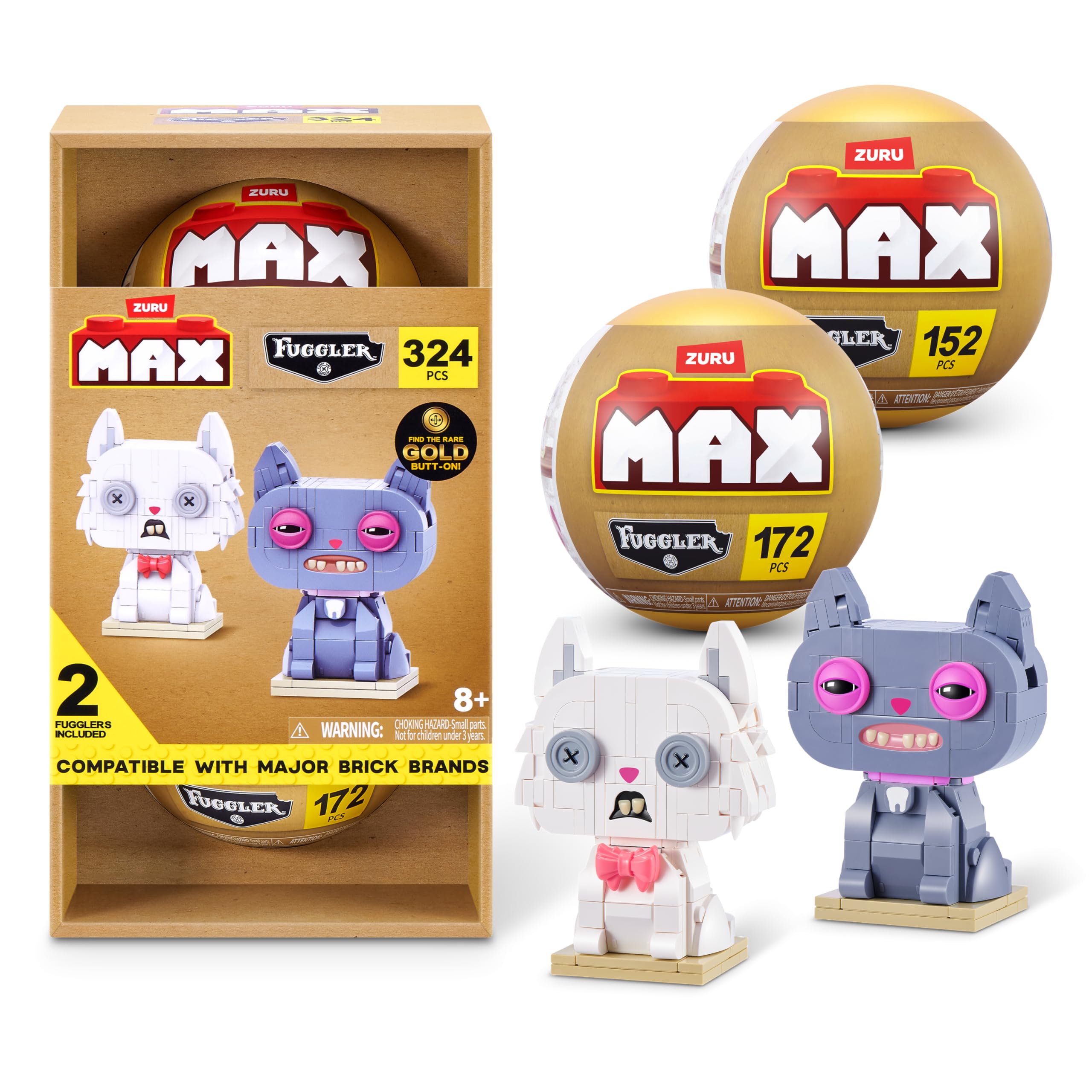 Max Build More Fuggler Alley Cats White + Blue Cheezee (2PK) by ZURU
