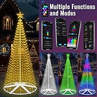Vista 2 de Árbol de Navidad inteligente iluminado, 9.5 pies, 510 luces LED preiluminadas con sincronización de música, control remoto y aplicación, millones