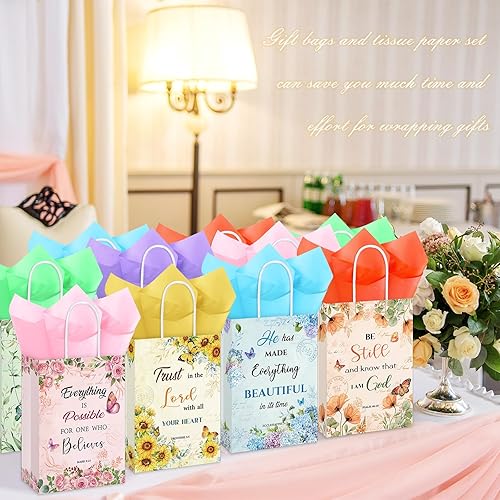 Miniatura 4 de Pasimy Juego de 120 bolsas de regalo cristianas con 60 bolsas de regalo de mariposa religiosa y 60 bolsas de regalo religiosas de papel de seda de