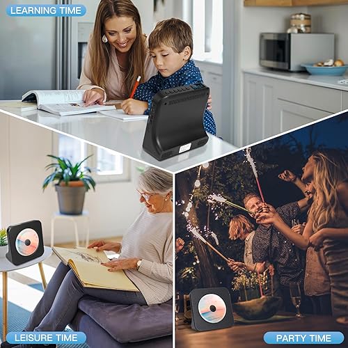 Miniatura 6 de Reproductor de CD portátil con Bluetooth, reproductor de CD de escritorio con altavoces duales, reproductor de CD de radio con puerto AUX USB,