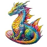 Jigfoxy Wooden Puzzles for Adults, Dragon Wood Puzzle for Adults, Unique Animal-Shaped Wooden Jigsaw Puzzle, Christmas Thanksgiving Gifts for Family and Friends (M-12.2 * 10.5in-200pcs)