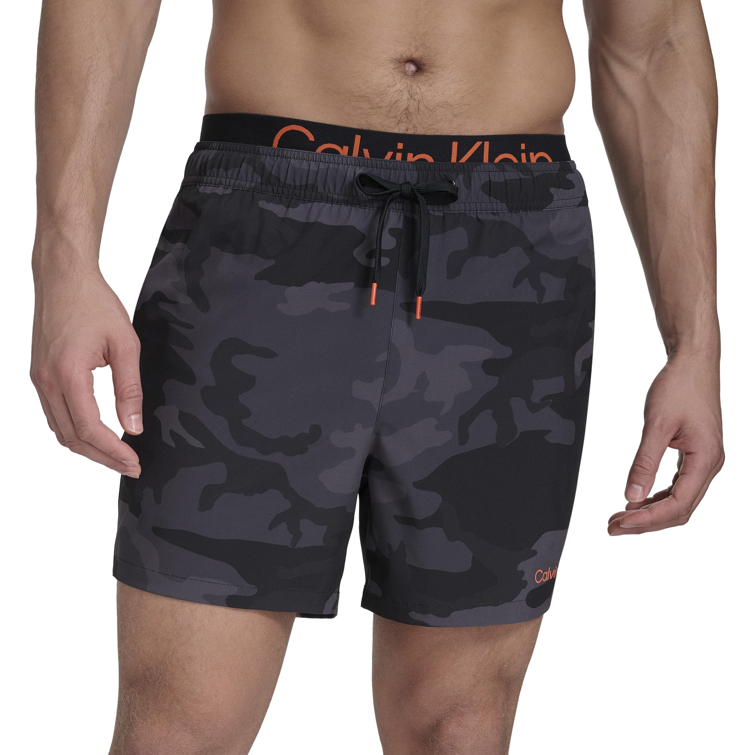 Calvin Klein Men's Swim Swim Trunk,Black Camo,Large