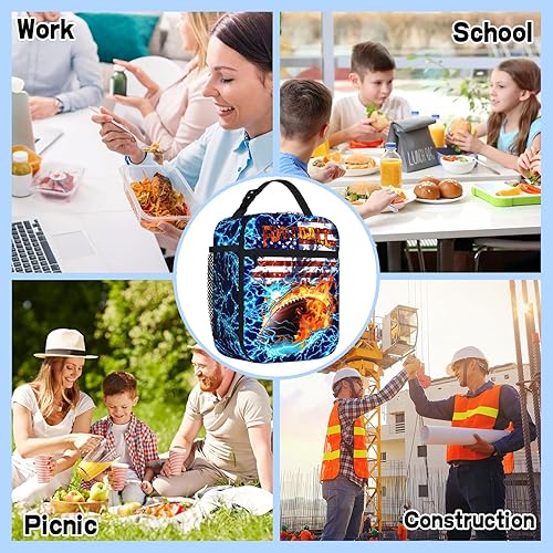 Miniatura 7 de Lonchera de fútbol americano para niños, aislada, reutilizable, portátil, impermeable, a prueba de fugas, bolsa de almuerzo para niños, para la