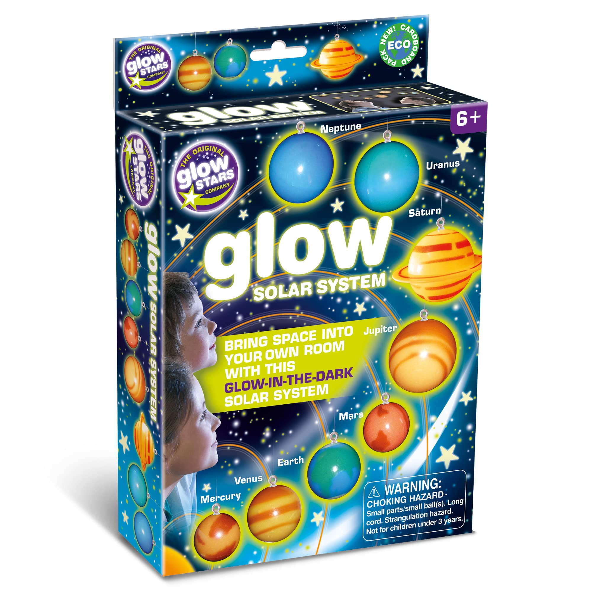 Brainstorm B8602 - The Original Glow Stars - Dinosauri Fosforescenti Adesivi Per Soffitti E Pareti, 6 Dinosauri + 12 Stelle, Gioco Creativo Per Bambini