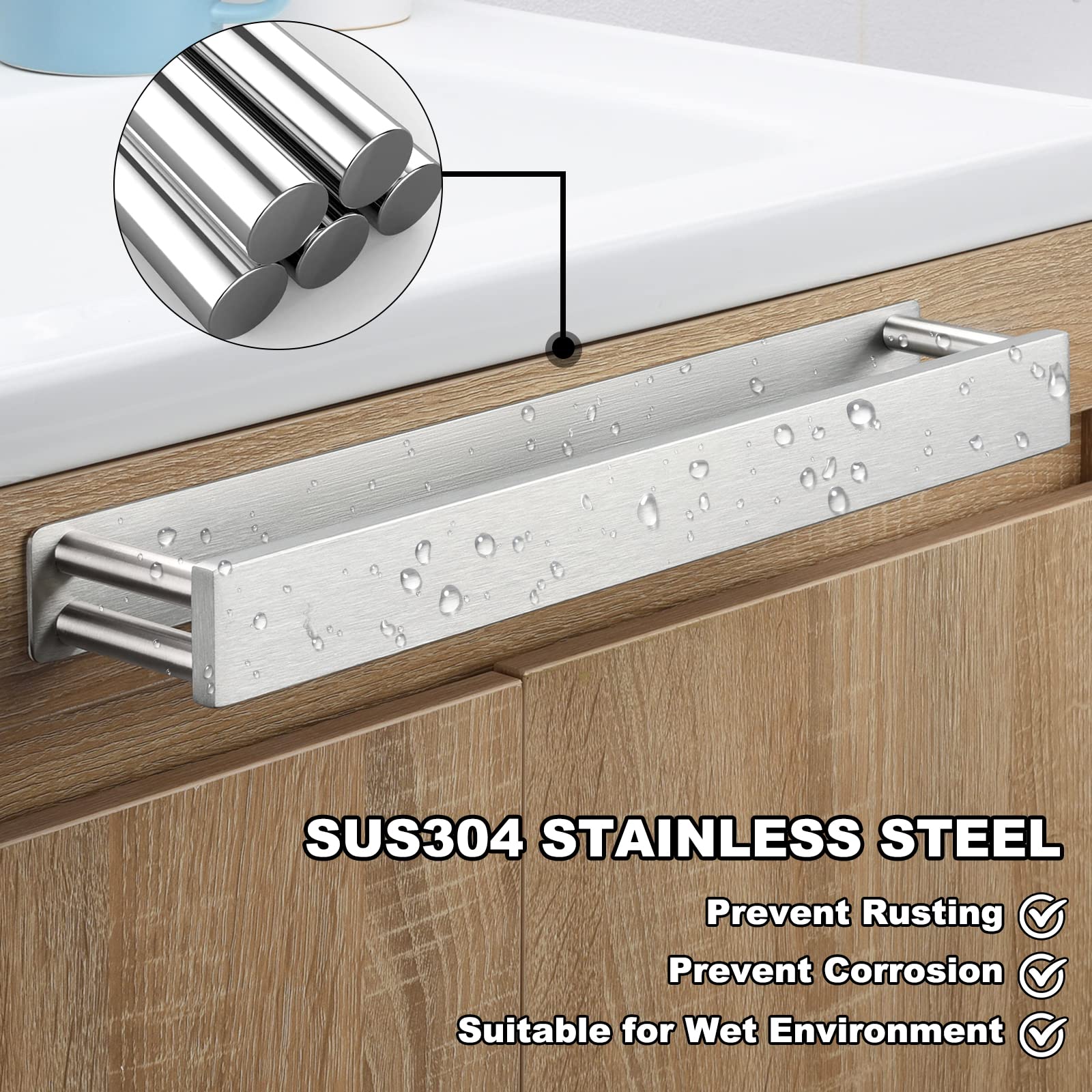 Portasciugamani Da Parete In Acciaio Inox Cromato - Anello Per Bagno Moderno E Antiruggine - Base Quadrata - Foto 10