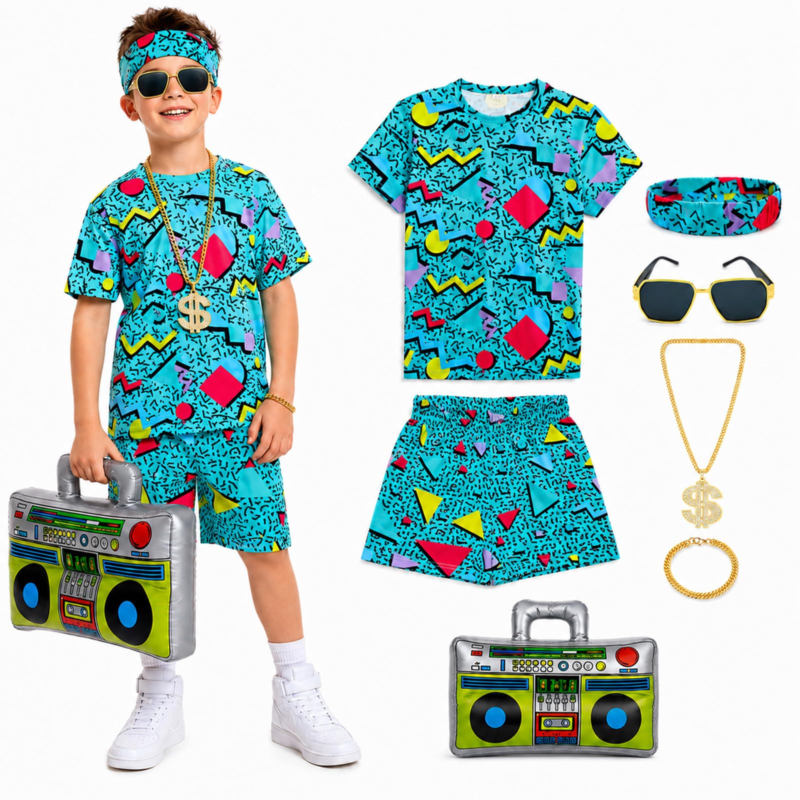 ILLOMEEGOOS Kids 80s 90s Outfit Hip Hop Rapper Costume Disco Fancy Dress