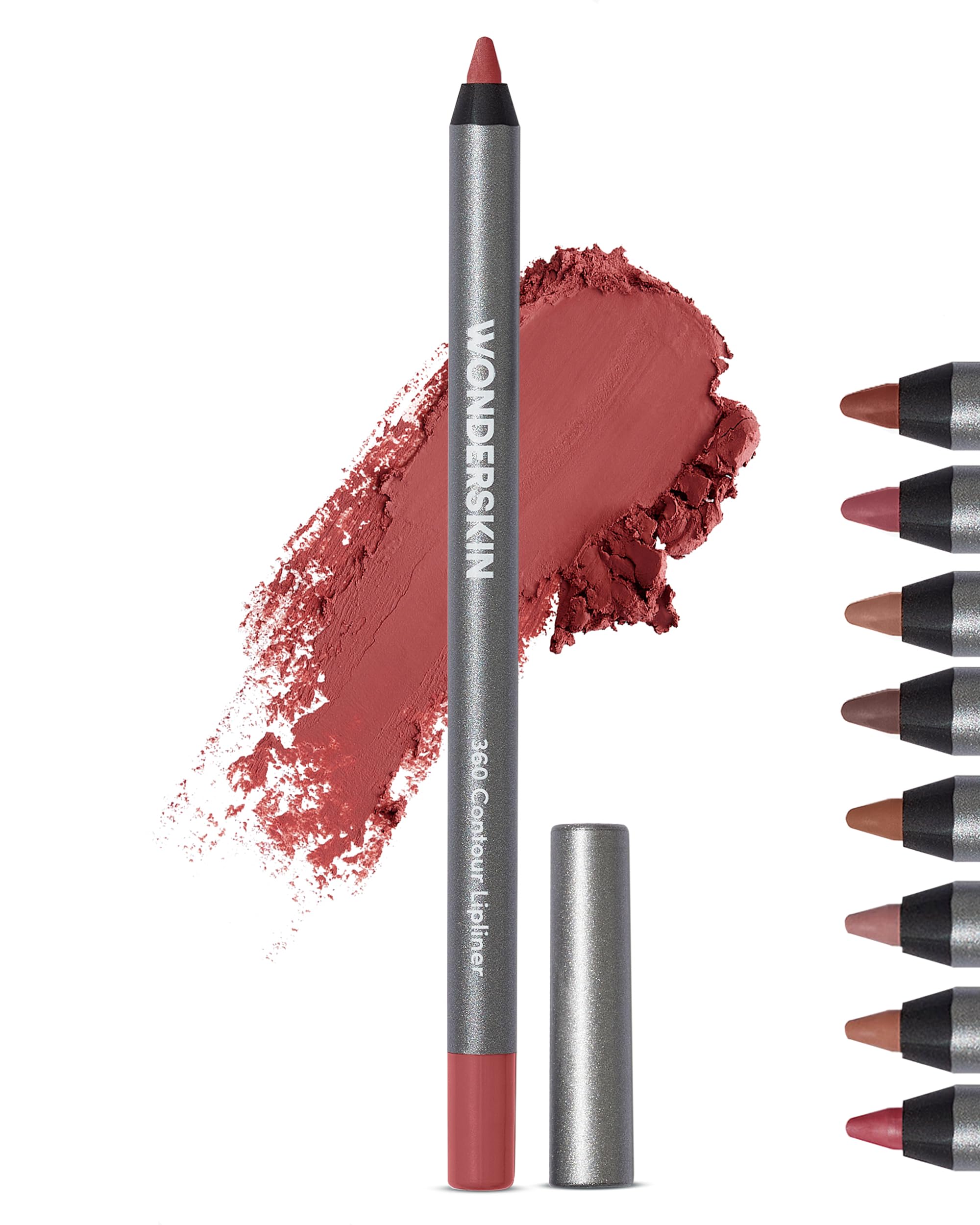Wonderskin Lip Liner Pencil - 360 Contour Lipliner, Long Lasting, Sharpenable, Waterproof and Transfer-Proof Nude Lip Liner Pencil (Ruby)