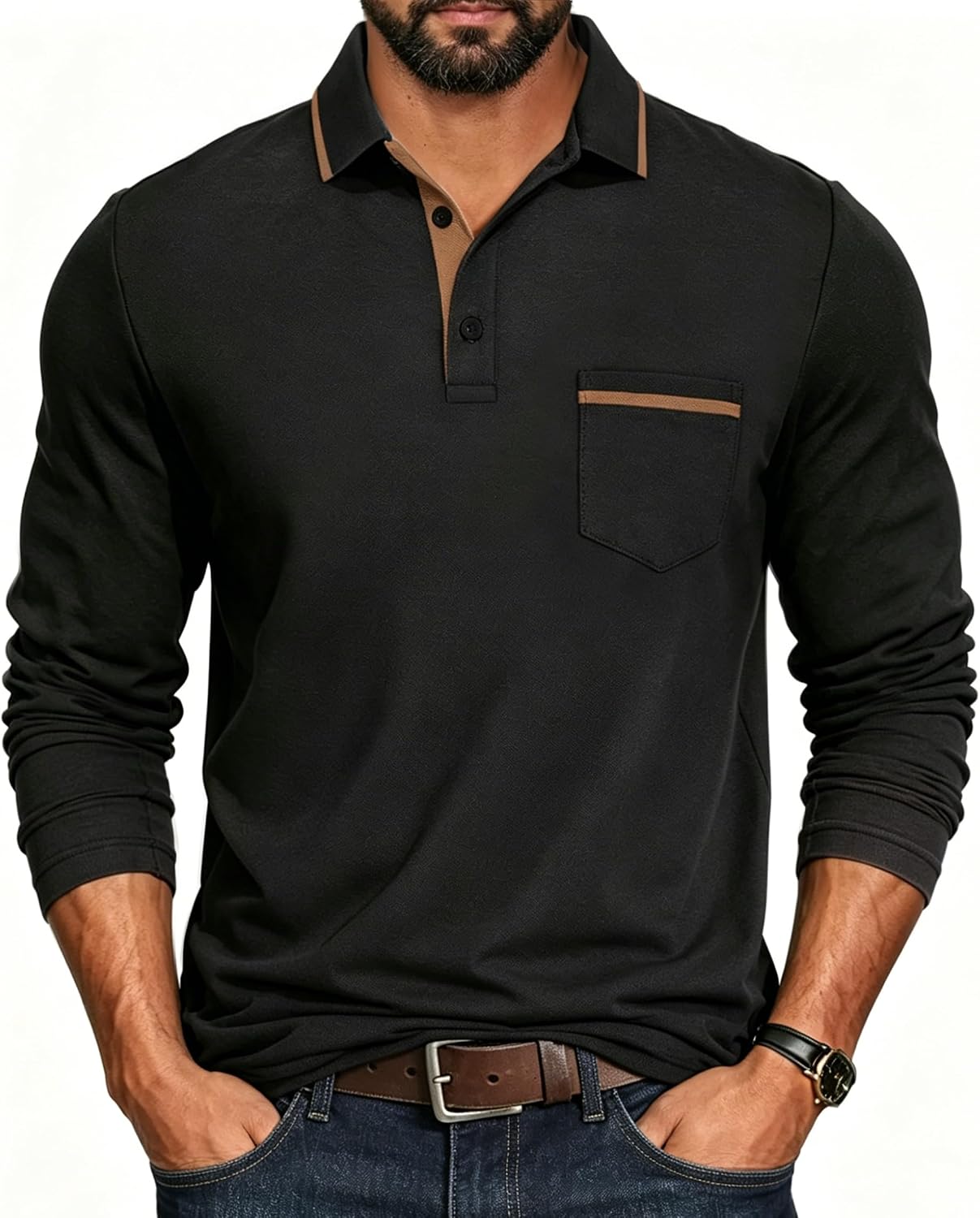 HMIYA Polo Shirts for Men Cotton Blend Pique Short Sleeve Shirts S-3X | Color Block, Golf Polo, Button Up, Henley, Comfy Cotton Blend Pique