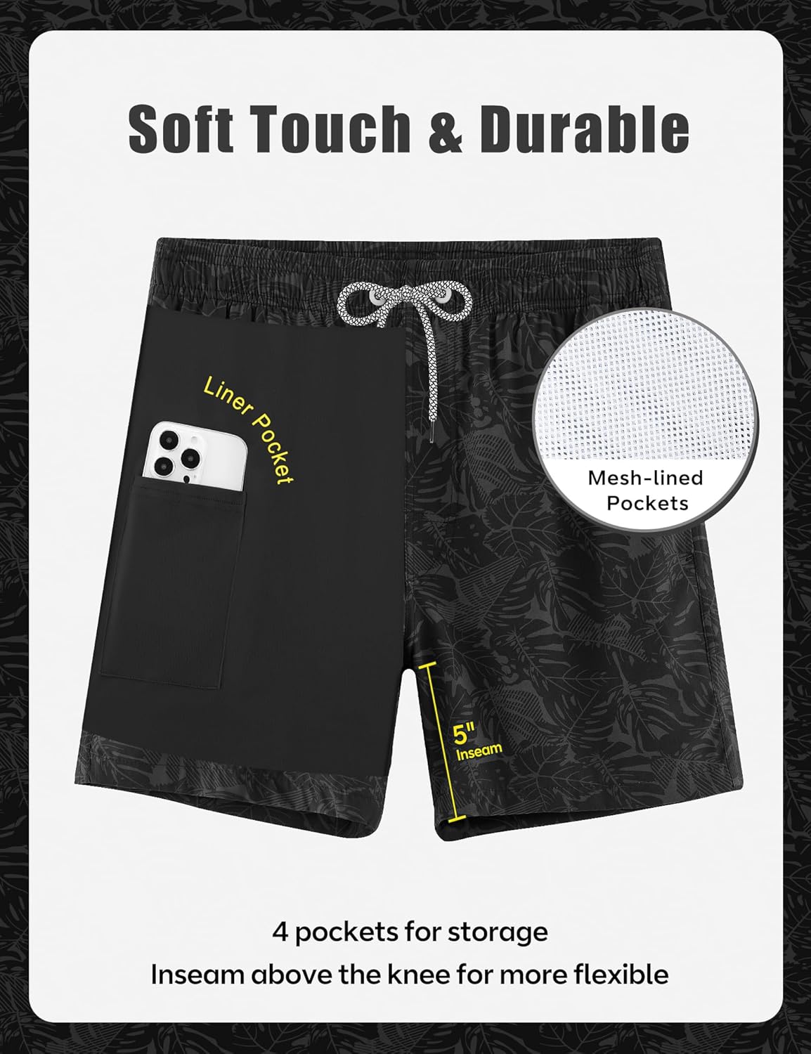 APTRO Men's Swim Trunks with Compression Liner 5 Inch Bathing Suit Beach Swimsuits - Image 5