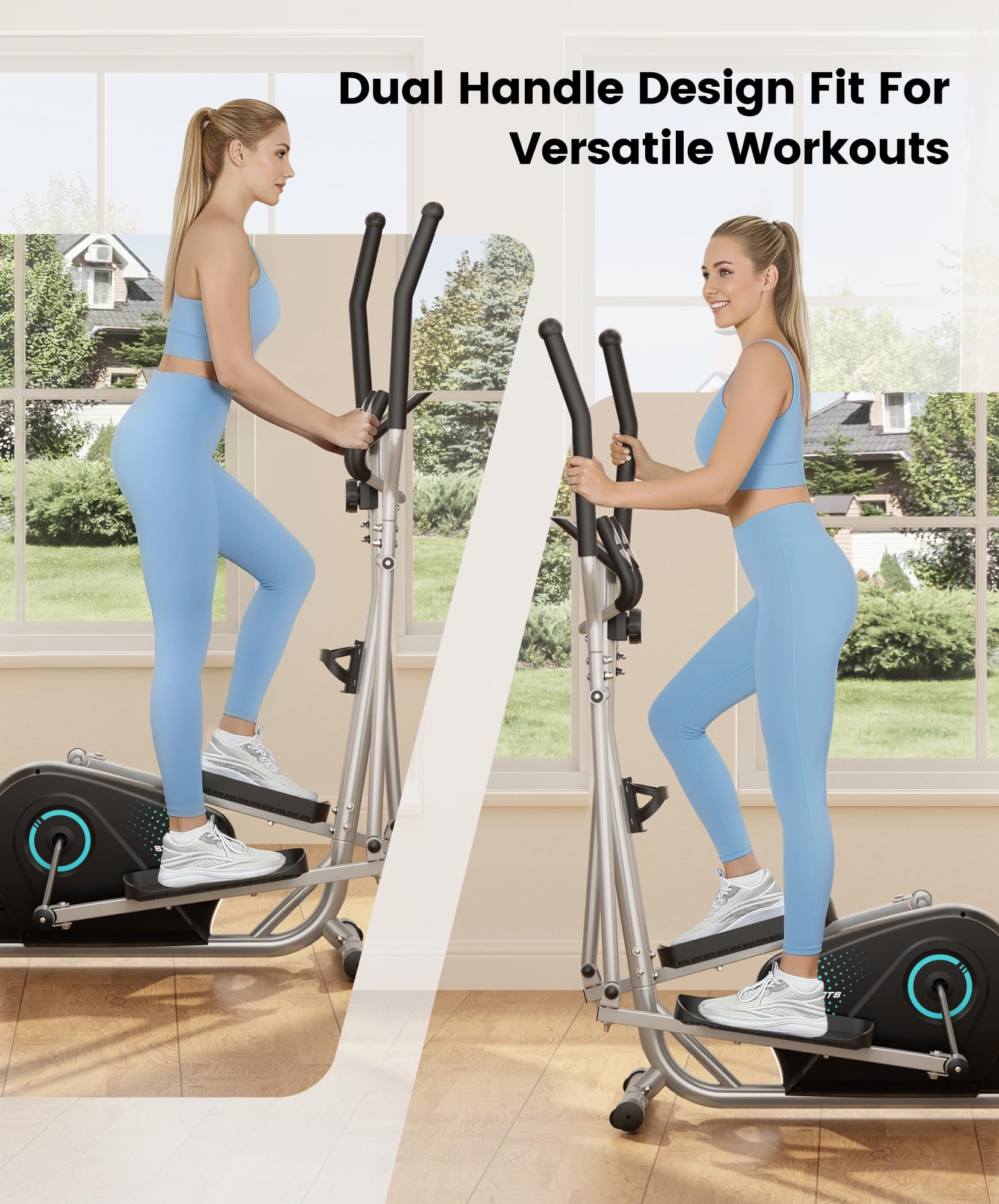 YOLEO Vélo Elliptique Maison Silencieux, 16 Niveaux de Résistance Réglables, Volant d’Inertie 6 kg, Capteur de Pouls & Écran LCD, Appareil de Fitness Cardio Complet