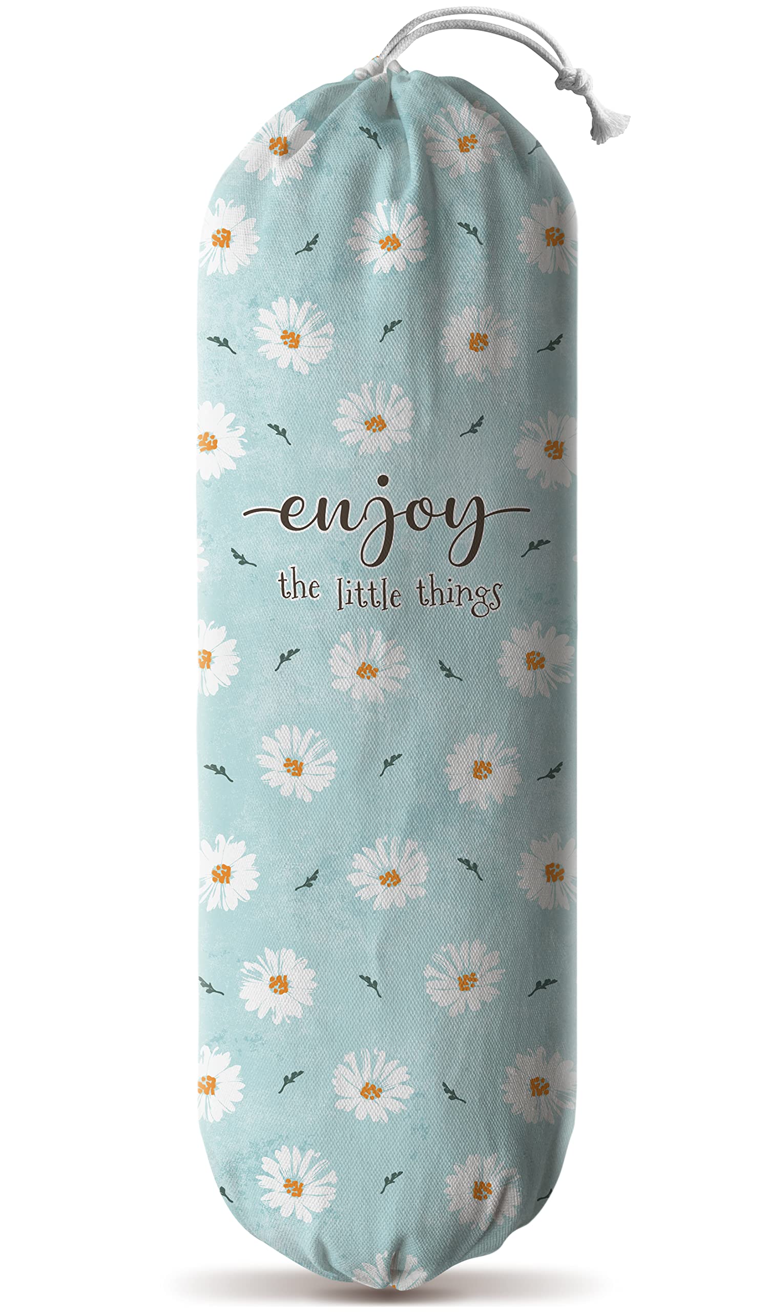 Hglian Daisy Grocery Bag Holder Flowers Plastic Bag Holder Storage Organizer,Daisy Kitchen Décor for Women-Blue Extra Large