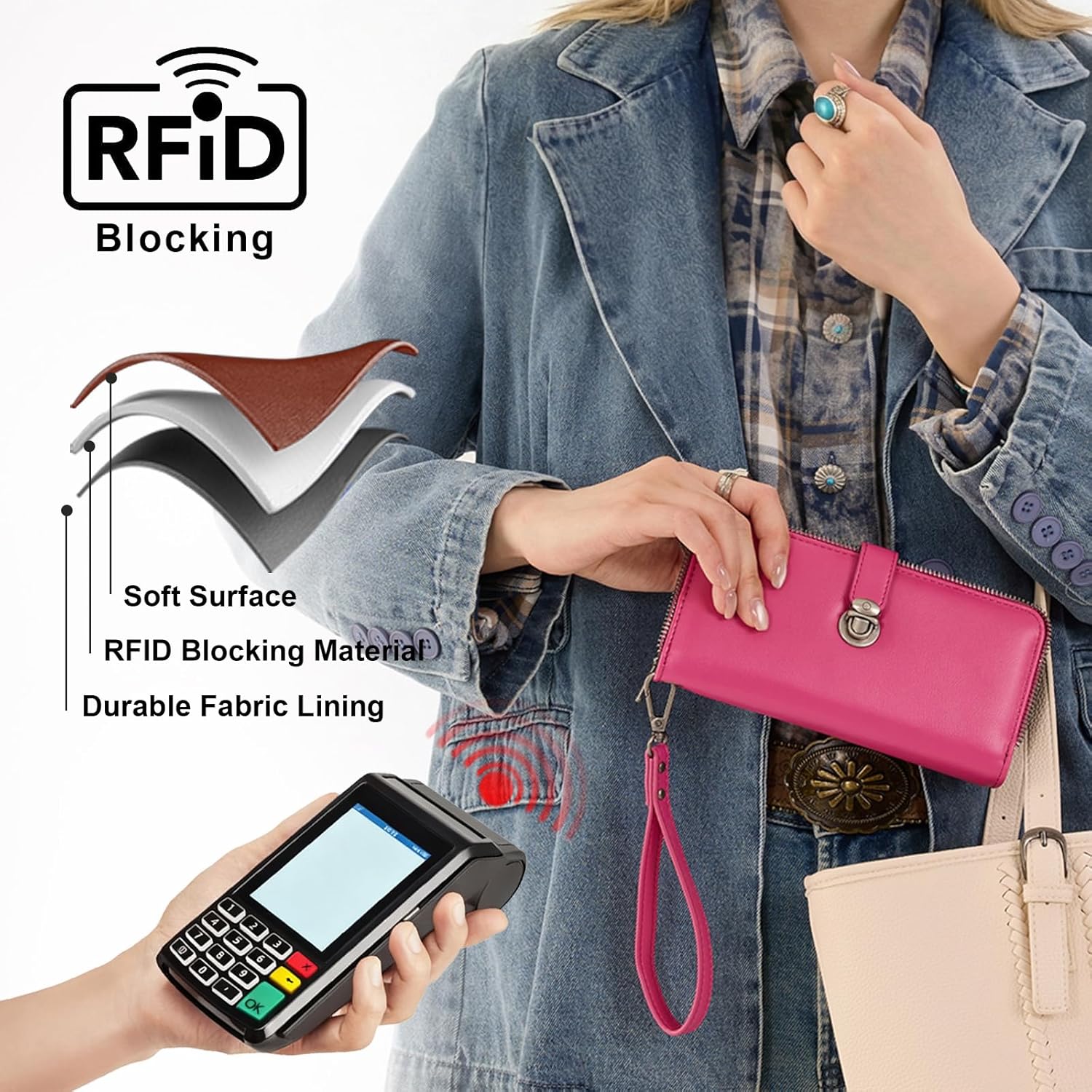 Montana West Wristlet Women Bifold Phone Wallets, Card Cases & Money Organizers Large Capacity Clutch Wallets Ladies Female Credit Card Cash Wallet with ID Window and Latch