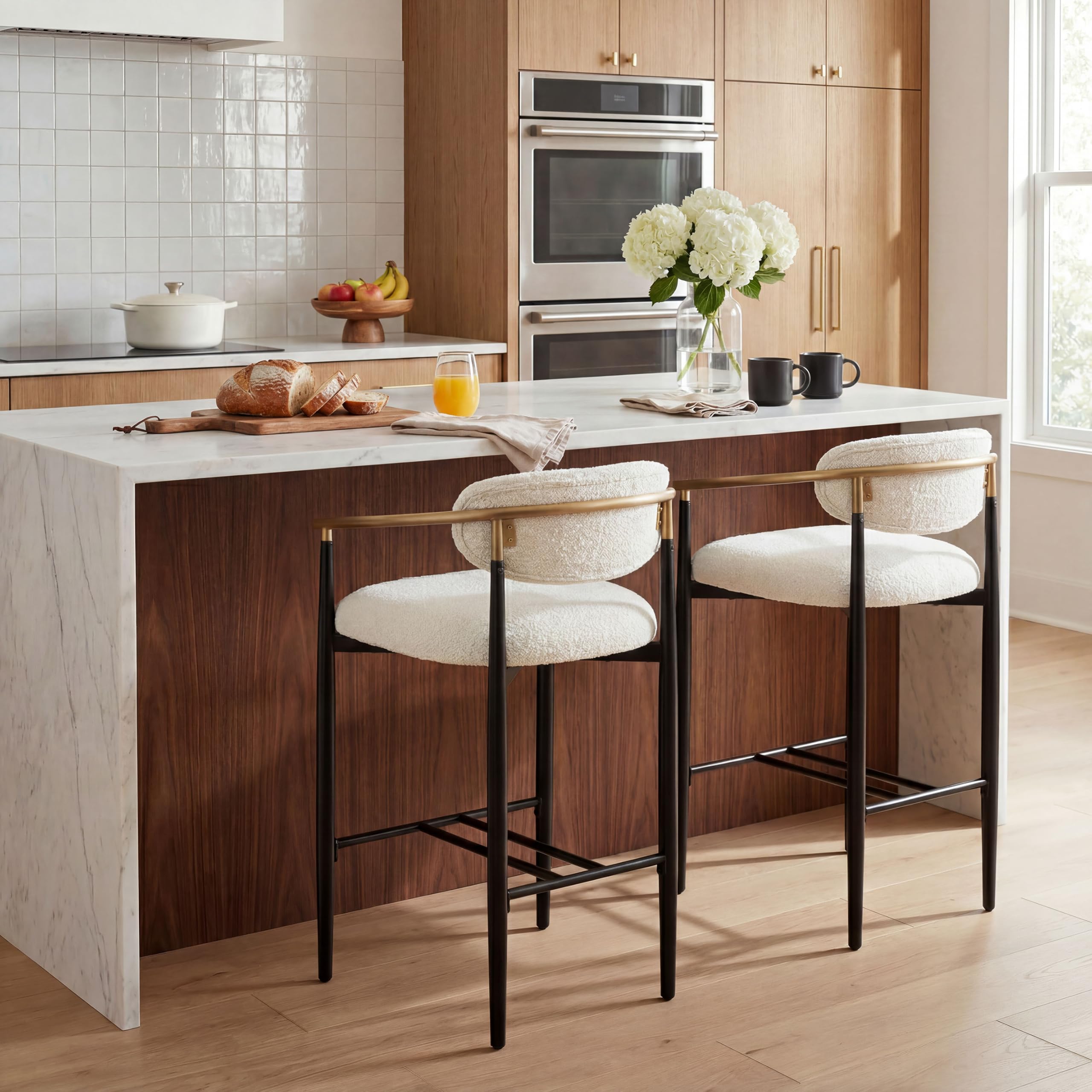 Photo 1 of ***STOCK PHOTO FOR REFERENCE ONLY***COLAMY Counter Height Bar Stools Set of 2, 20.5" Extra Wide Seat Bar Chairs with Back, Upholstered Fabric Barstools for Kitchen Island Home Bar, Metal Legs, 25.5" Seat Height,Beige