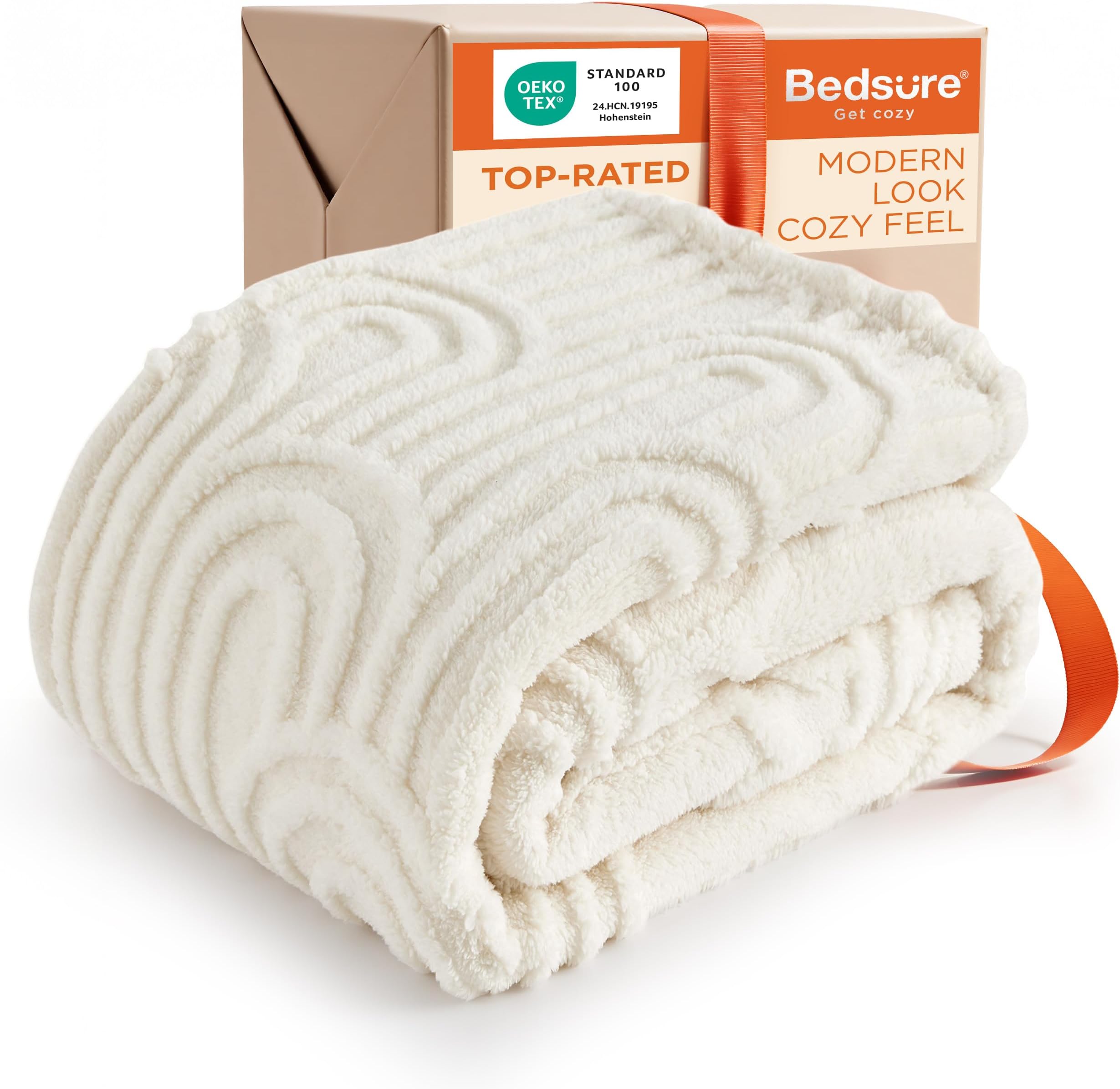 Bedsure GentleSoft Cozy Throw Blanket for Couch - Soft Summer Boho Blankets for Women, Fuzzy Fleece Throw for Beds, Boho Home Room Decor Aesthetic, Gifts for Women Teen Girl, Off White, 50x60 Inches