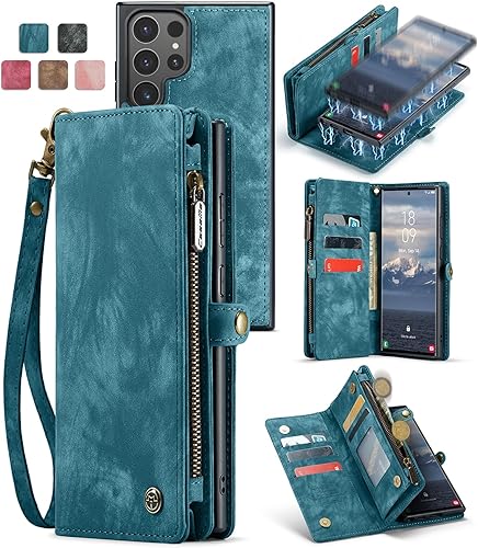 Miniatura 109 de SZHAIYU 2 in 1 Detachable for Samsung Galaxy S23 Ultra Wallet Case with Card Holder, Retro Premium Flip Leather Cover Magnetic Zipper Pocket Phone