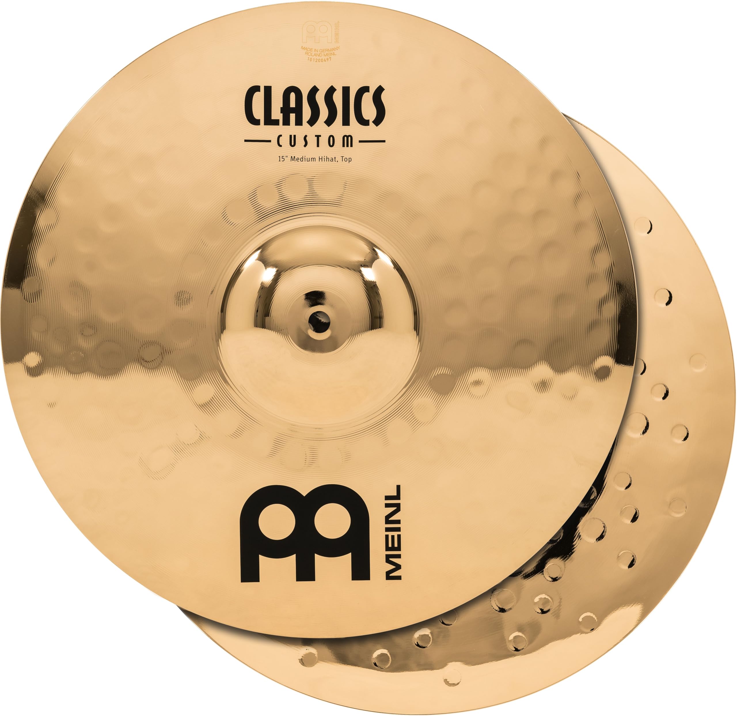 Meinl Cymbals Classics Custom Brilliant Cymbales Hihat Medium 15 pouces (38,10cm) pour Batterie – Paire – B12 Bronze, Finition Brillante, Fabriquée en Allemagne (CC15MH-B)