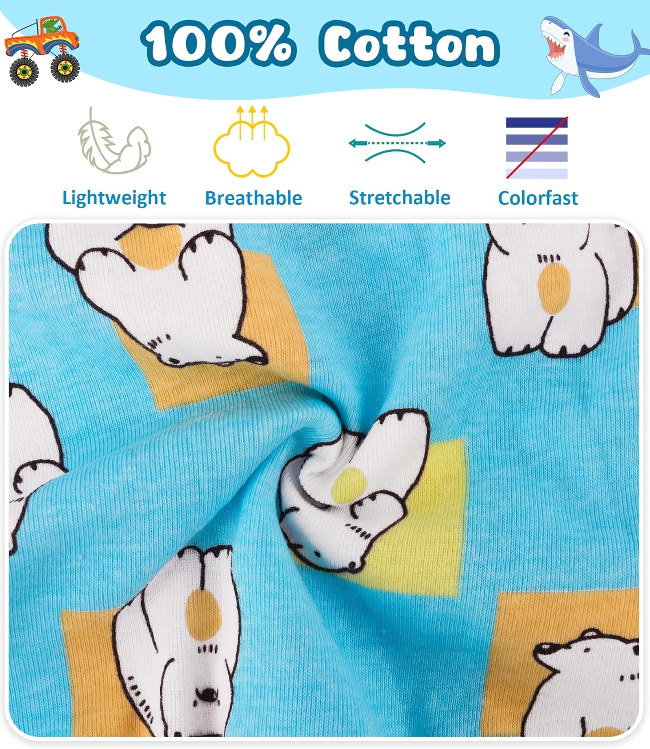 100% Cotton Boys Soft Boxer Briefs Size 18M-12Yr Tagless Underwear 6-Pack - Image 2