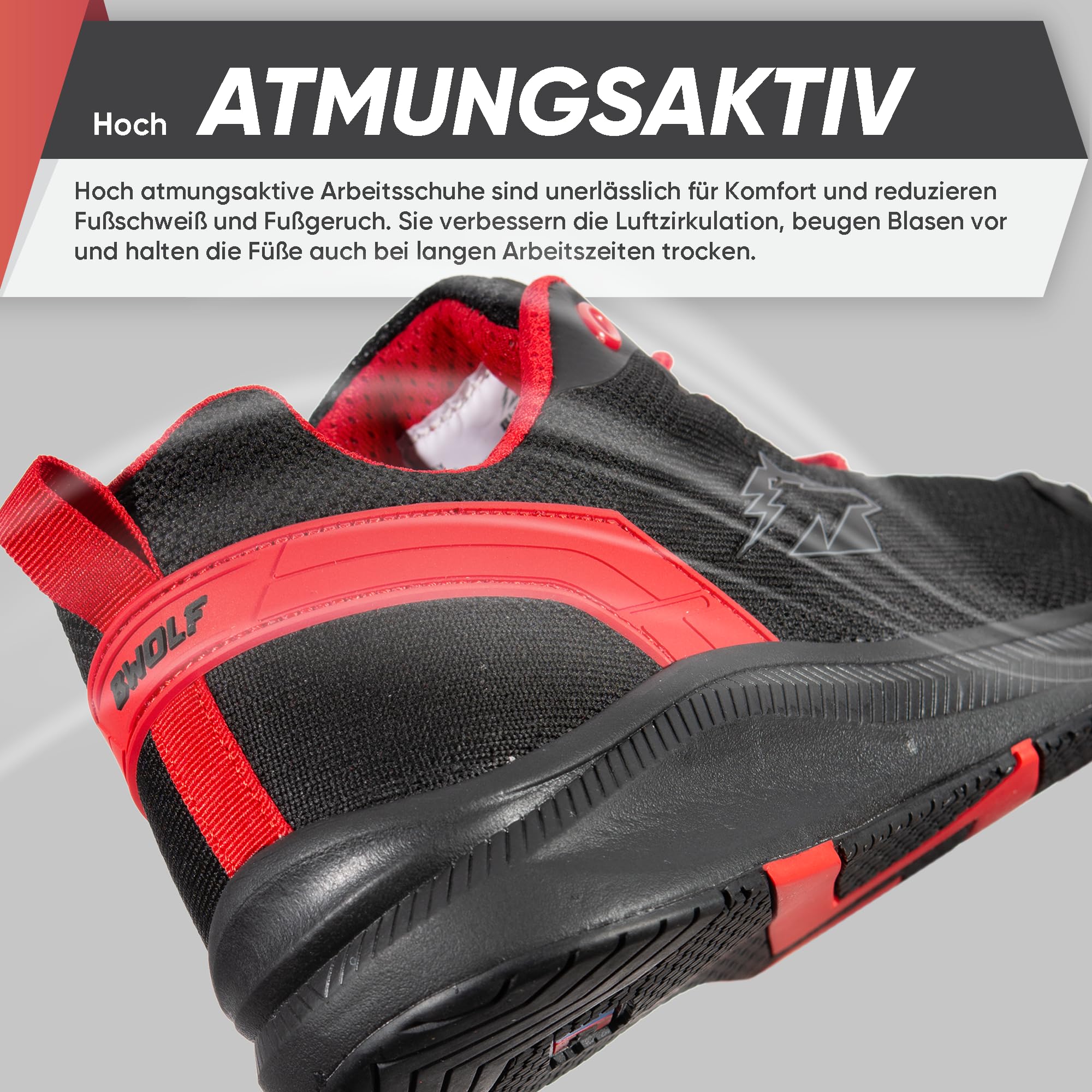 BWOLF Fly S1PS Arbeitsschuhe Sicherheitsschuhe ESD Kevlar Durchtrittschutz rutschfest Eva Sohle Ergo Plus Komfort