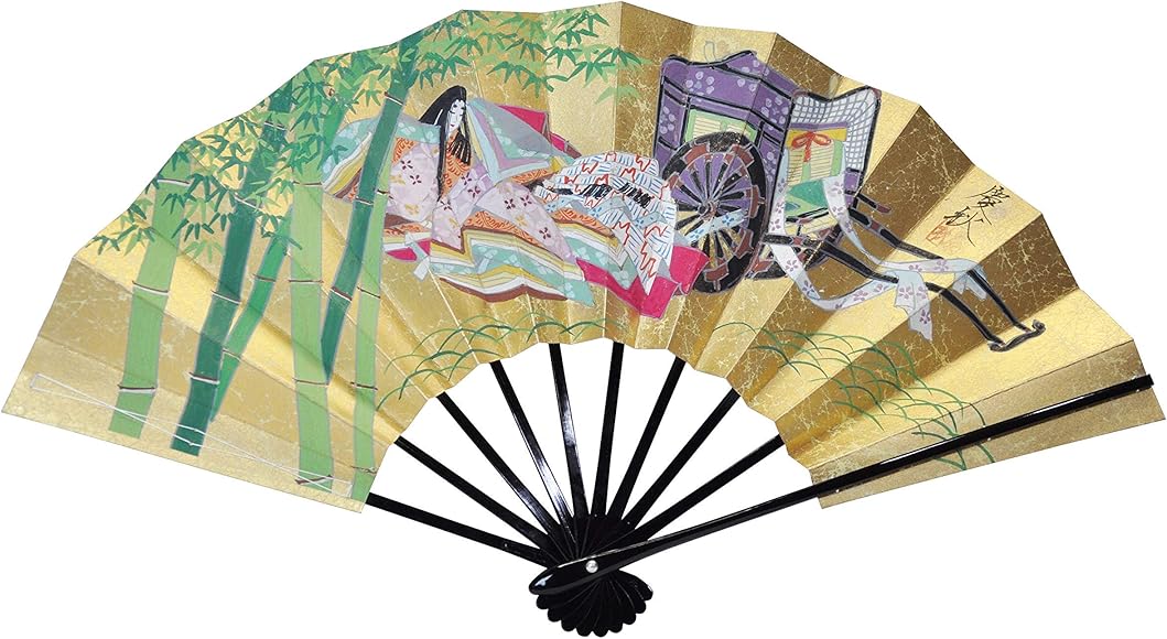Amazon | 〈京扇子〉手描き両面飾り扇子 竹取/紅白梅 扇子立付き 箱入 