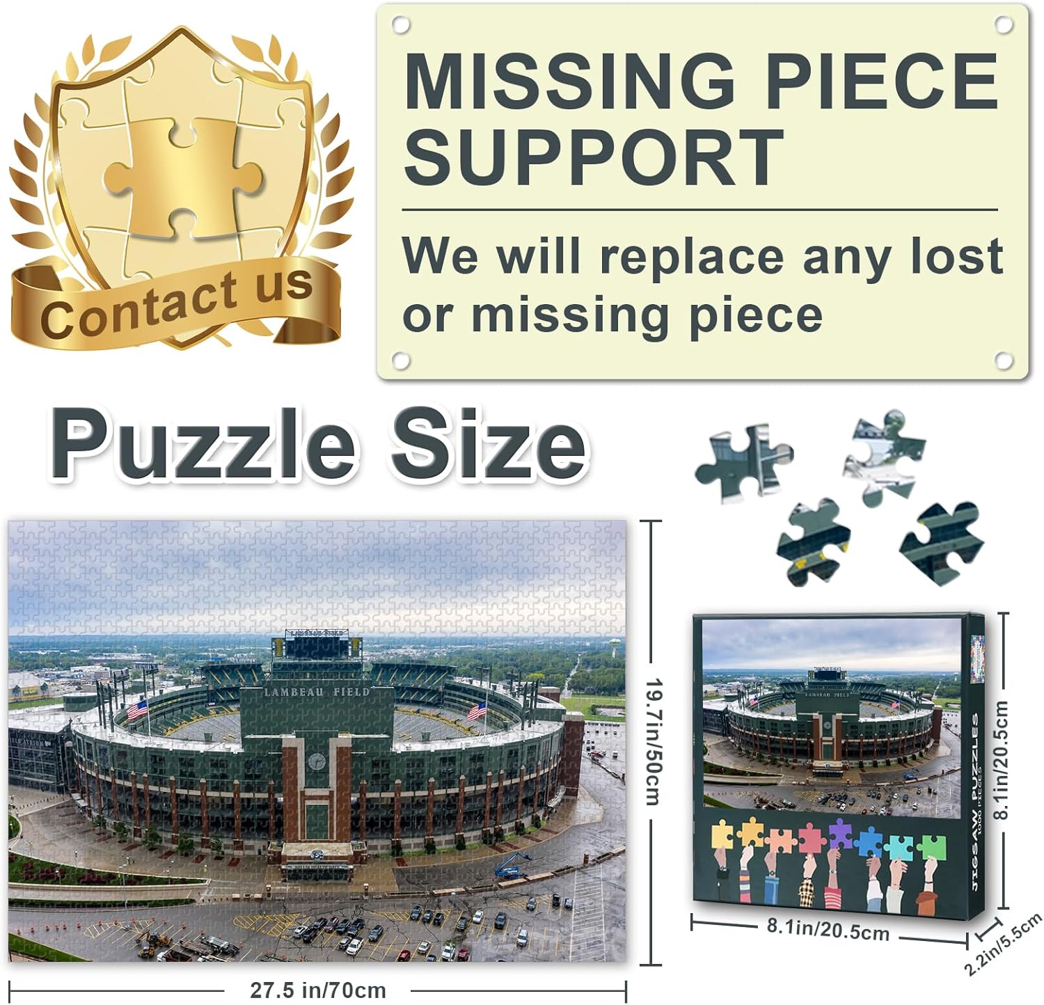 Puzzles for Adults 1000 Pieces, Green Bay, Wisconsin Lambeau Field Jigsaw Puzzles, Adult Puzzle for Adults, Educational Fun Games or Toys for Elders Friends 20X27 INCH