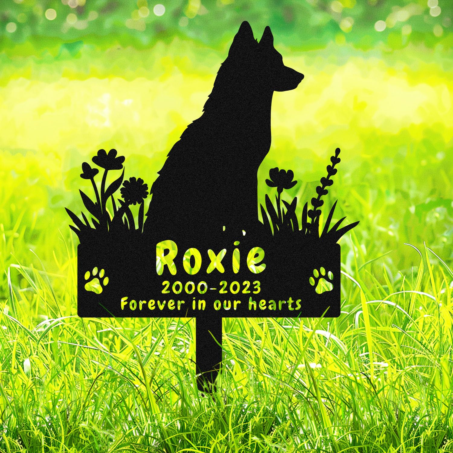 AdtHYUxq Personalised Husky Dog Memorial Stake Custom Flowers Dog Grave Marker Husky Memorial Garden Stake, Personalized Memorial Dog Memorial Grave Marker Plaque Pet Sympathy Gift for Lawn Garden