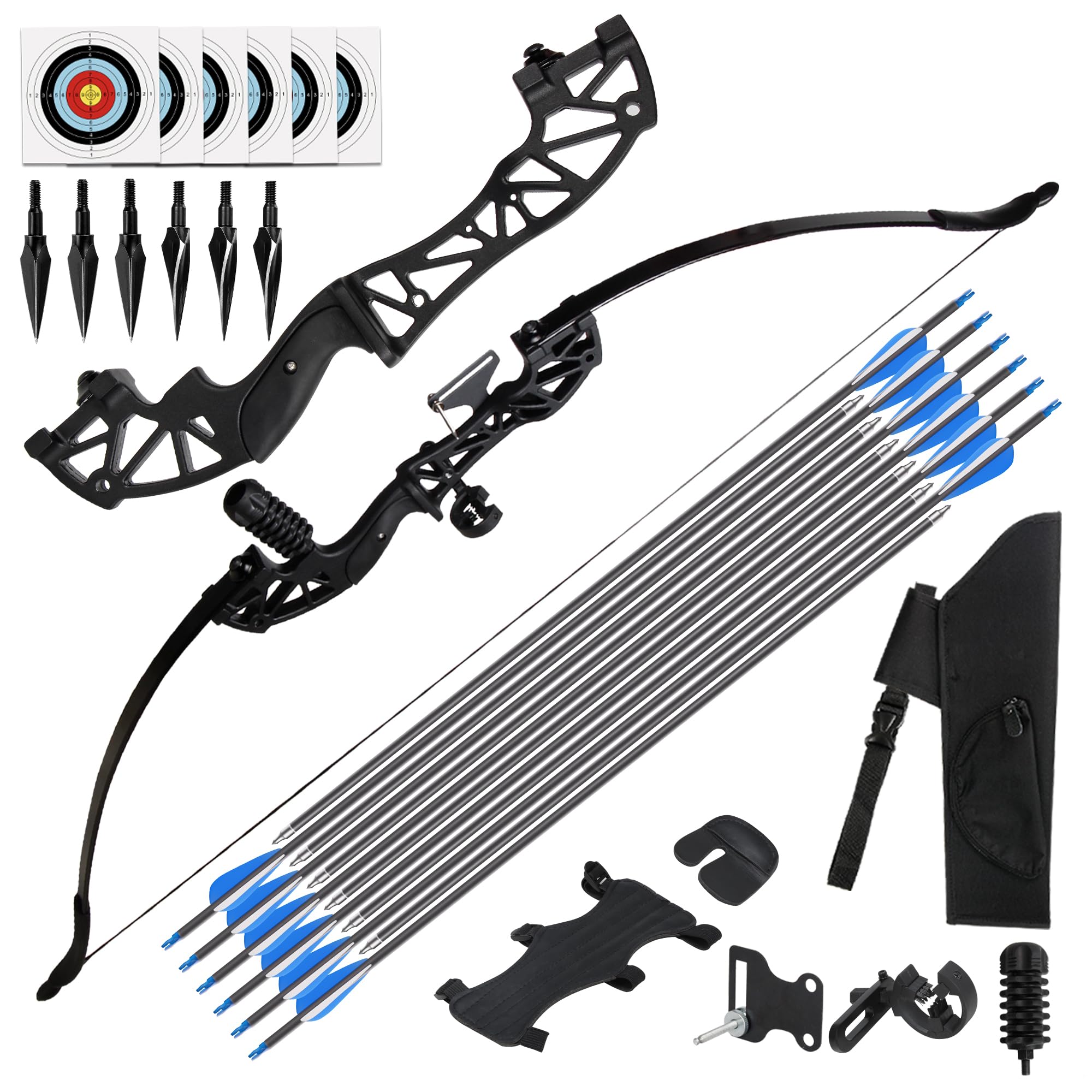 NoethSpoor 40lb 53" Adult Archery Recurve Set Archery Hunting Bow Set with Detachable Metal Grip for Outdoor Hunting Target Practice