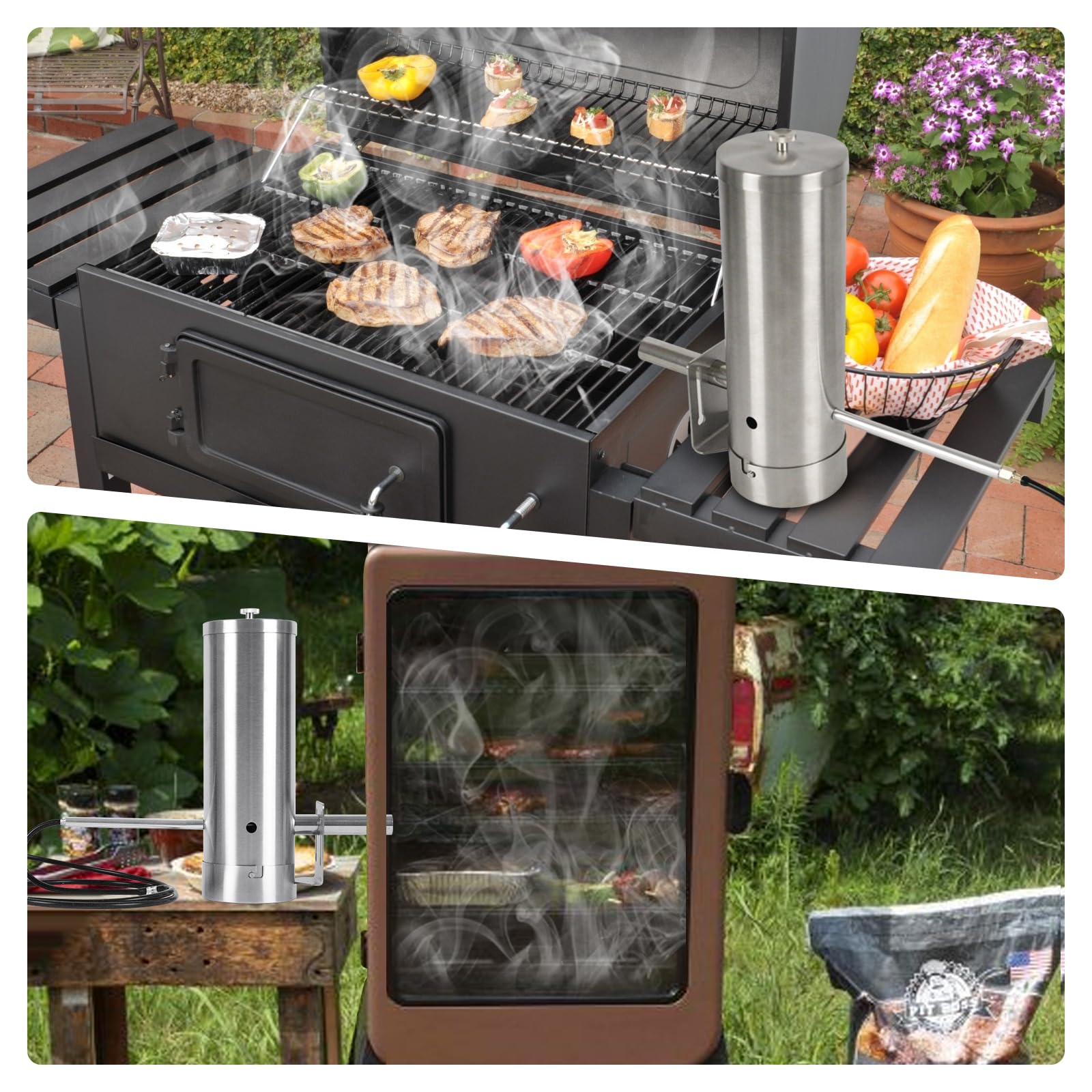 Kaltrauchgenerator aus Edelstahl, Raucherzeuger für Räucheröfen Smoker mit Pumpe, Edelstahl Kaltrauchgenerator für Räucherofen Kaltraucherzeuger Smoker Raucherzeuger BBQ Rauch-Erzeuger