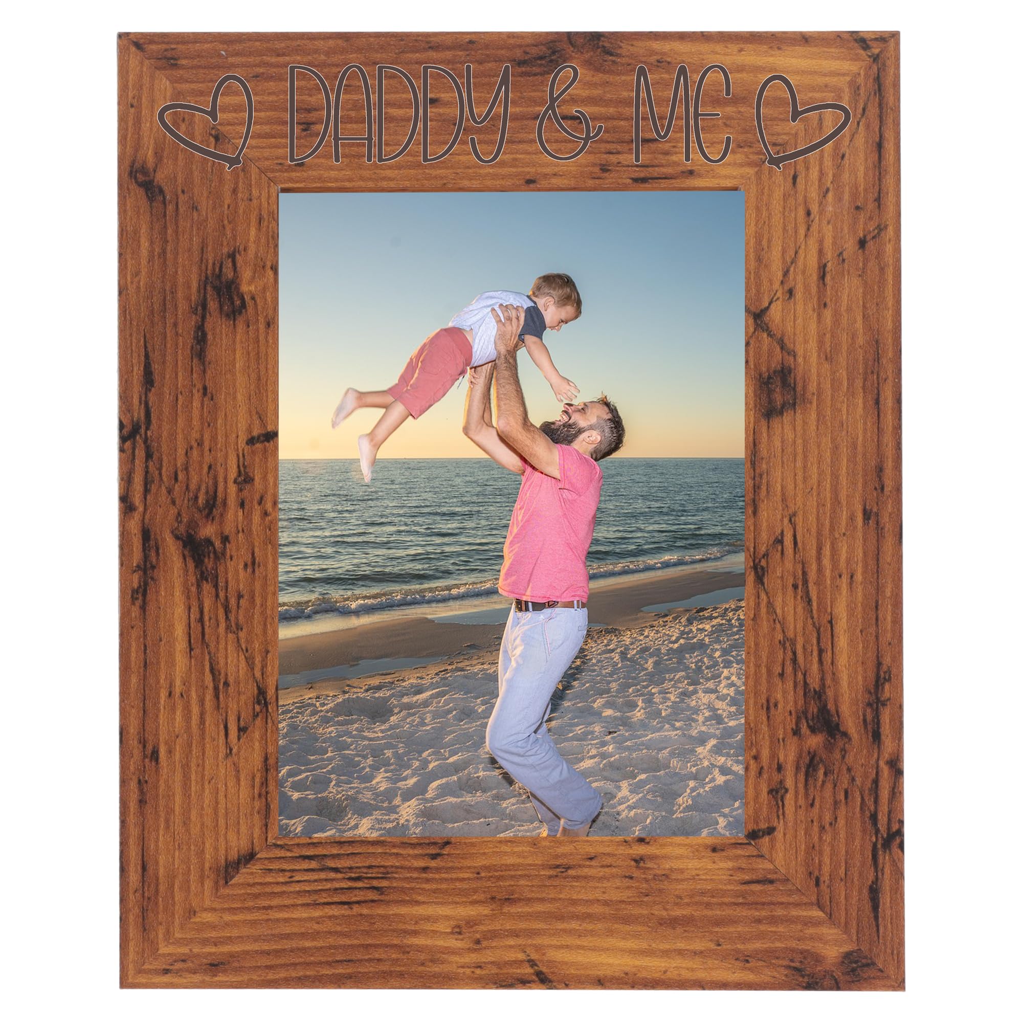 Daddy and Me Photo Frame - Best Dad Photo Frame, Dad and Daughter, Father and Son Photoframes - I Love My Daddy Gifts (Rustic 5 x 7 Portrait)