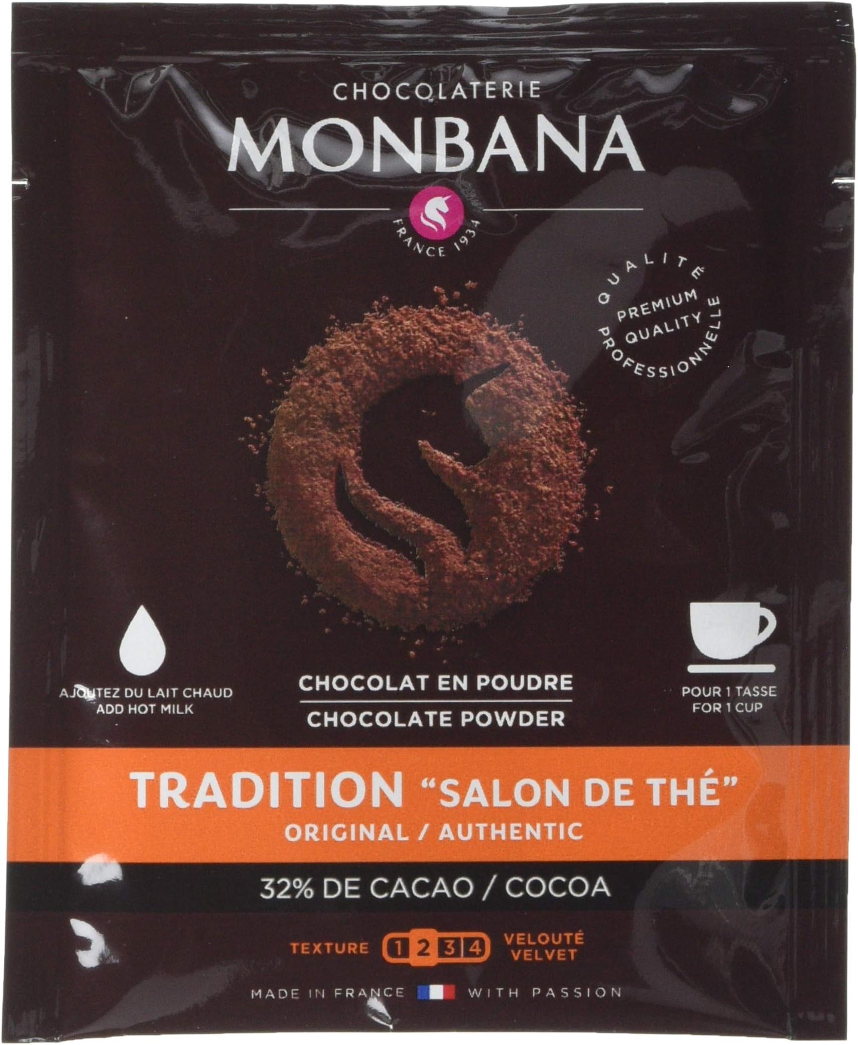 Monbana 32 Percent Cocoa Salon de The Hot Chocolate Sachets, 100-Count