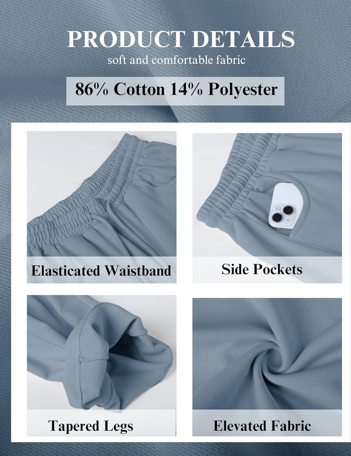 SeekMe Women's Barrel Leg Sweatpant Drawstring Elastic Waisted Wide Leg Pants Casual Cotton Palazzo Trousers with Pockets - Image 4