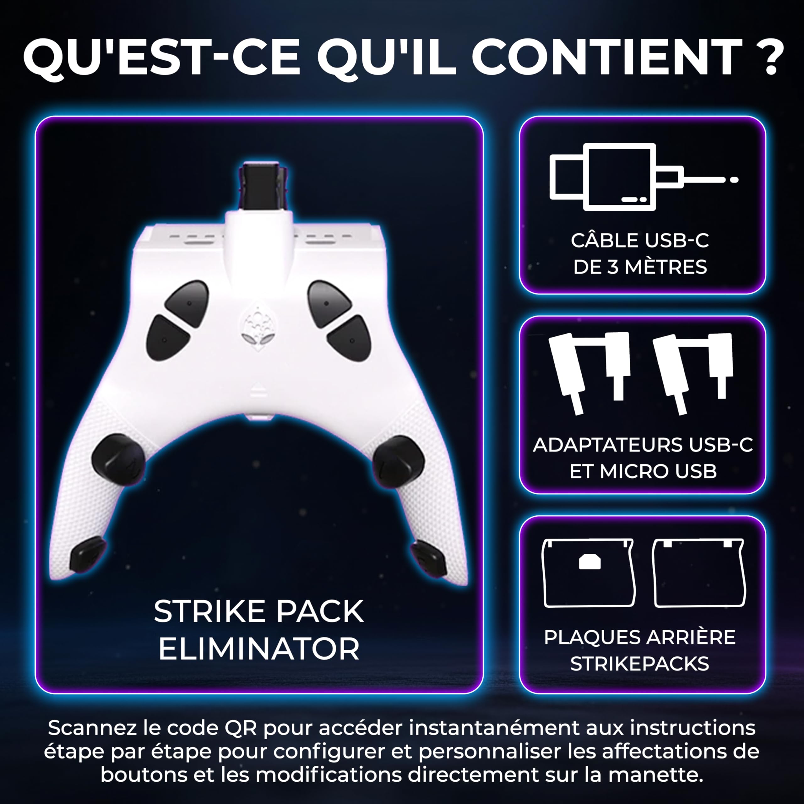 Collective Minds Strike Pack ‘Eliminator’ pour Xbox | MOD Pack filaire avec 4 boutons arrière reprogrammables | MODs FPS intégrés | Accessoire Plug-and-Play pour manettes Xbox Series X|S et Xbox One