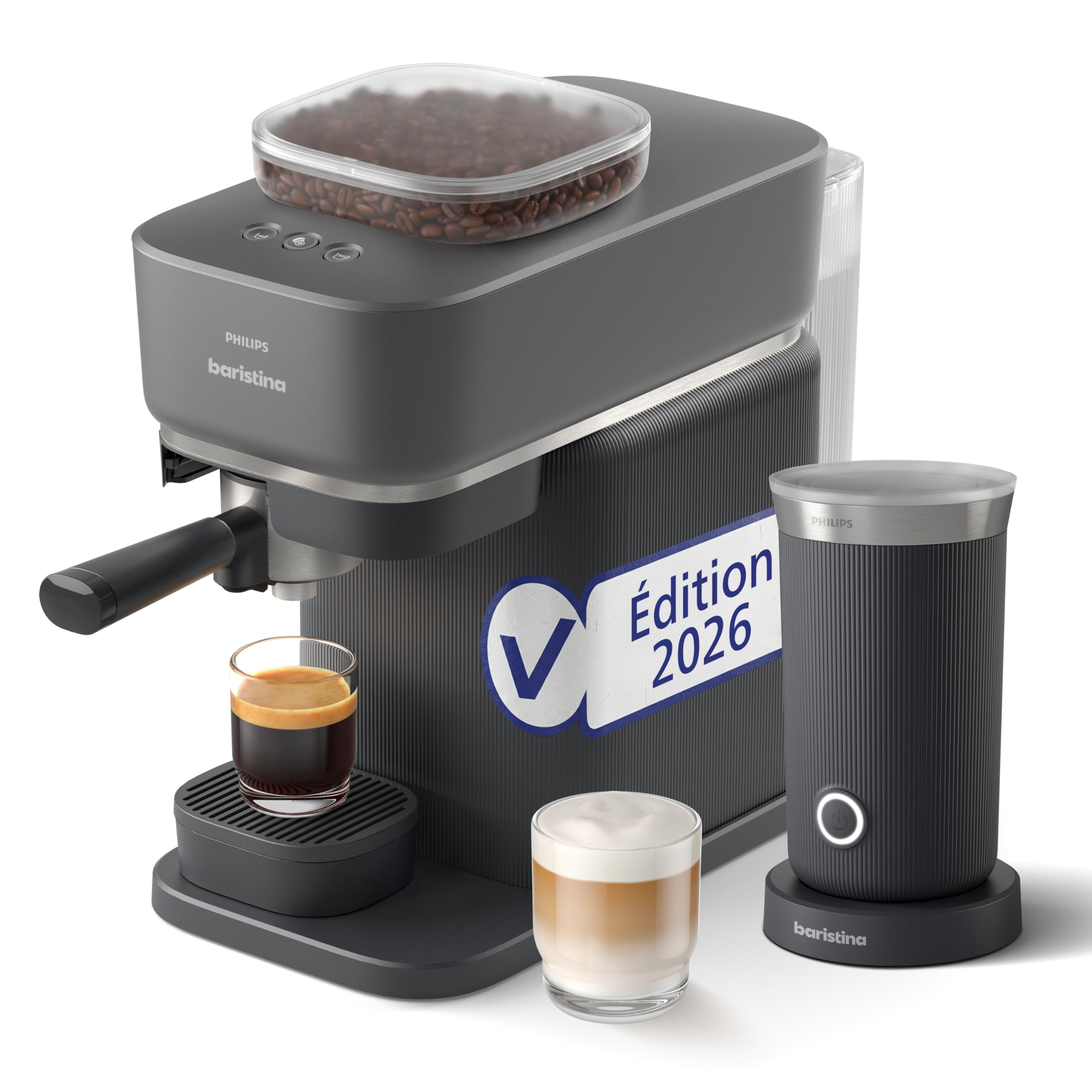 Philips Baristina, machine expresso avec broyeur, mousseur à lait, 16 bars