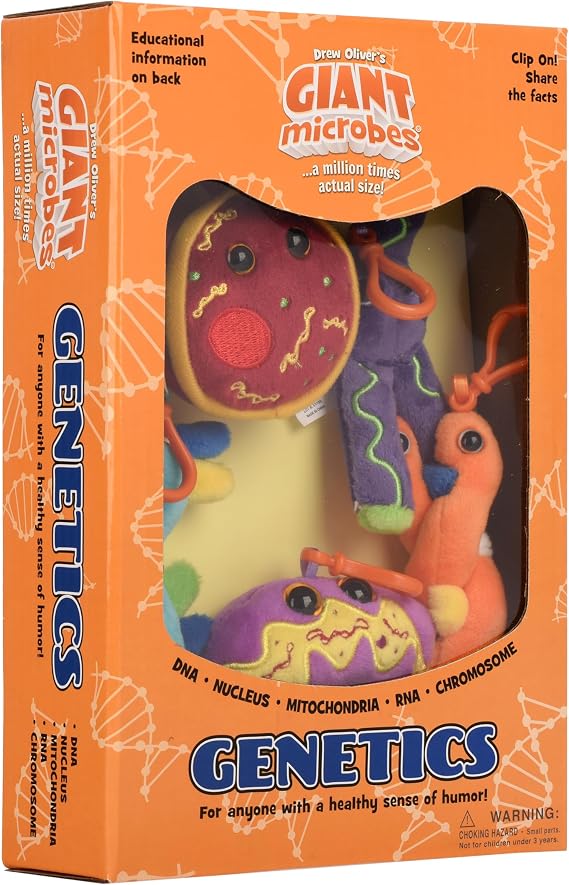 GIANT MICROBES Genetics Themed Gift Box, Genetics gift, DNA gifts, Genealogy, Gifts for Genealogists, DNA plush Keychain, Science Teacher Must Haves, Bag Charms