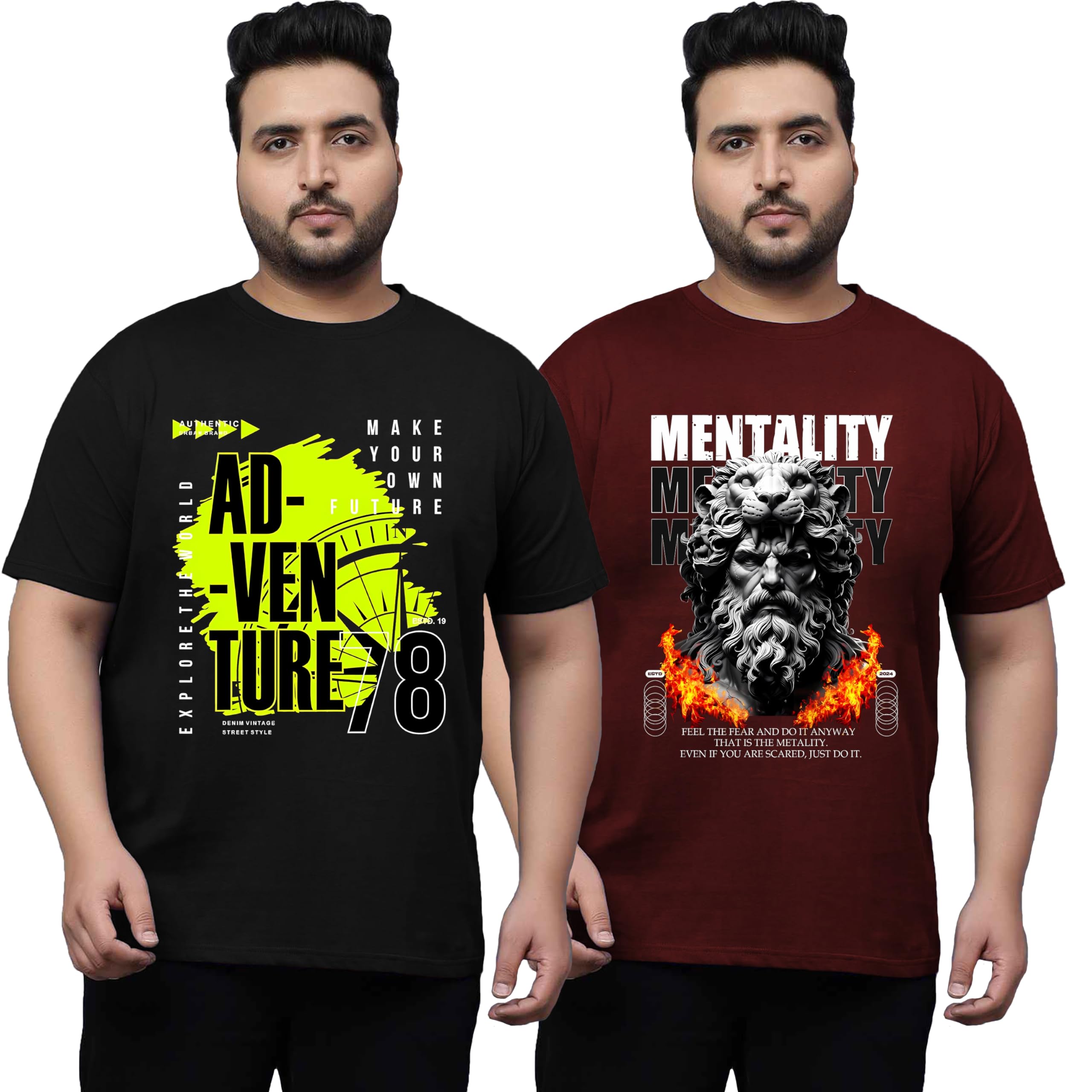 West Gate Clothing Plus Size T-Shirt for Men | Cotton Mens Tshirt XL,2XL,3XL,4XL,5XL | Travel,Adventure T-Shirt | Urban | Mens T-Shirt Combo Pack of 2-picture-36