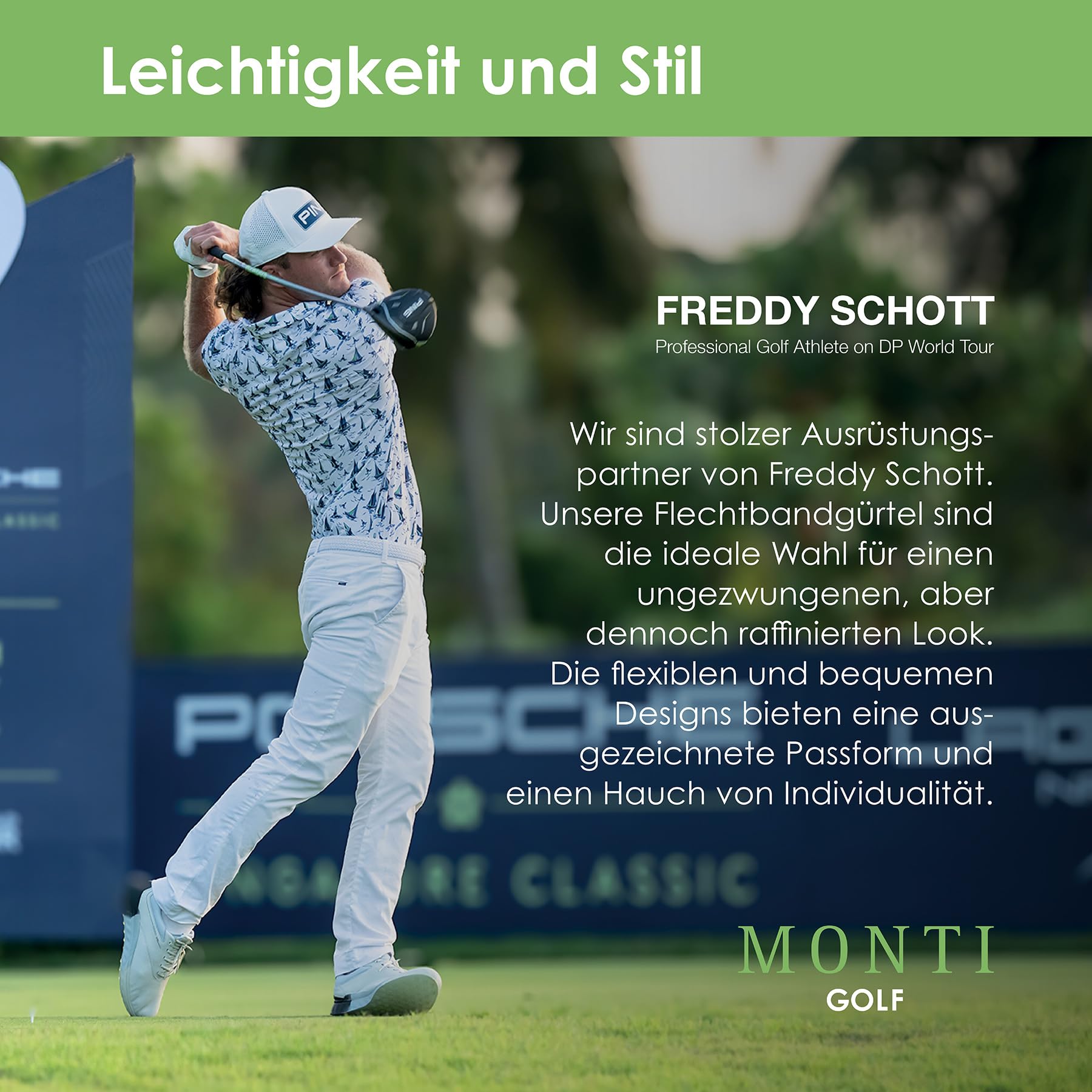 MONTI Herren Flechtgürtel Golfgürtel für Männer mit integriertem Ballmarker BIRDIE - navy uni - Größe 95
