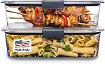 Rubbermaid 10-Piece Brilliance Food Storage Containers with Lids for Lunch, Meal Prep, and Leftovers, Dishwasher Safe, 1.3-Cup, Clear/Grey