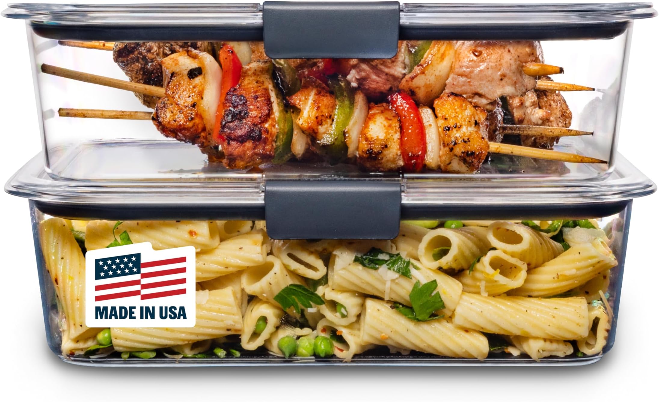 2108398 Leak-Proof Brilliance Food Storage Set | 1.3 Cup Plastic Containers with Lids | Microwave and Dishwasher Safe 9.6 cup, 2-Pack 2108407