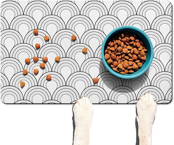 Dog Feeding Mat for Floors Absorbent, Dog Mat for Food and Water - Quick Dry Dog Bowl Mats Pet Food Mat, Floors Non-Slip Waterproof Dog and Cat Placemat Boho Pet Supplies 12" X 20"