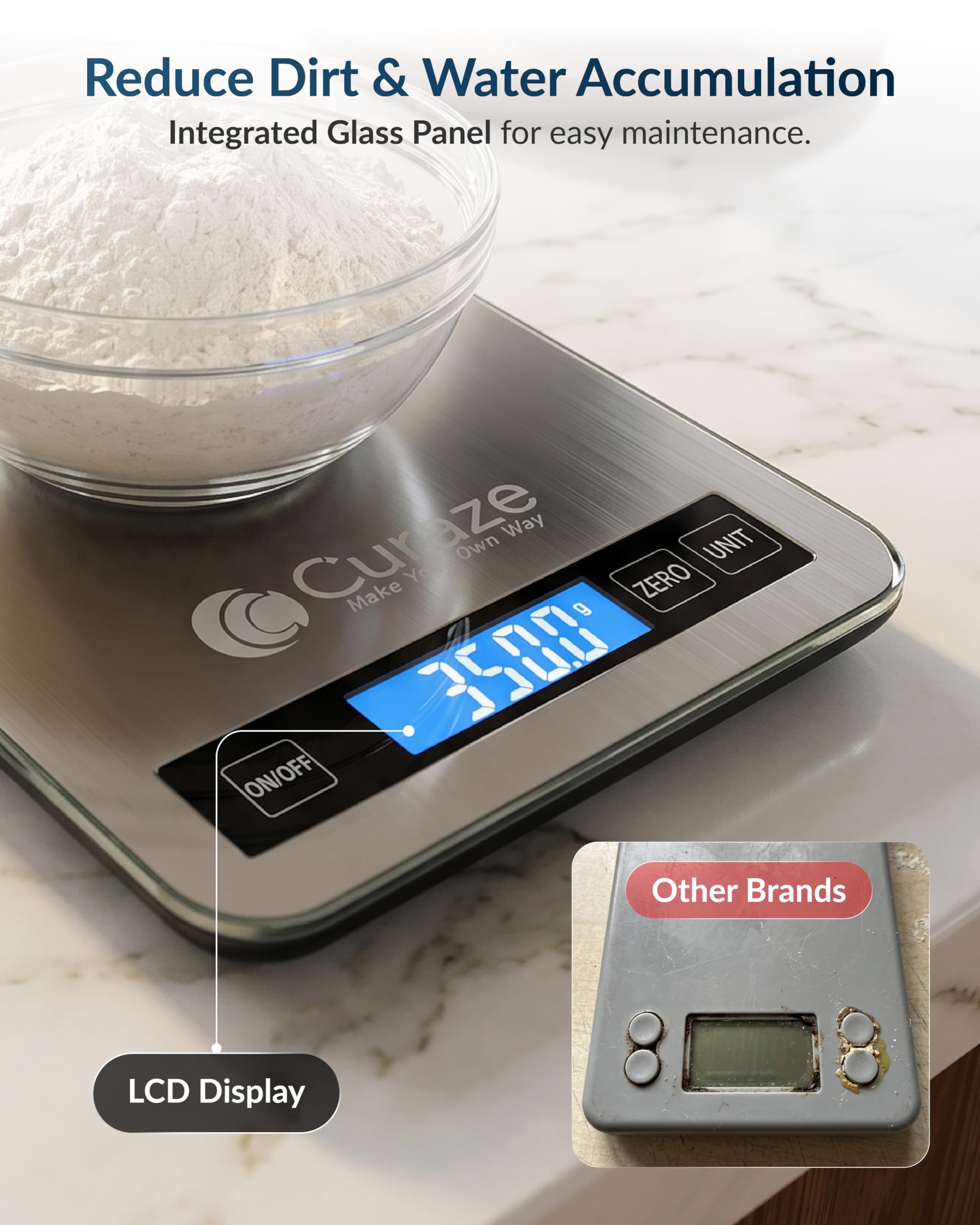 Curaze Digital Food Weight Machine For Kitchen up to 10 kg Capacity -Accurate Kitchen Weighing Scale For Home Baking, Cooking & Fitness with Touch Button Tare Function, Ideal For Food Measuring 4