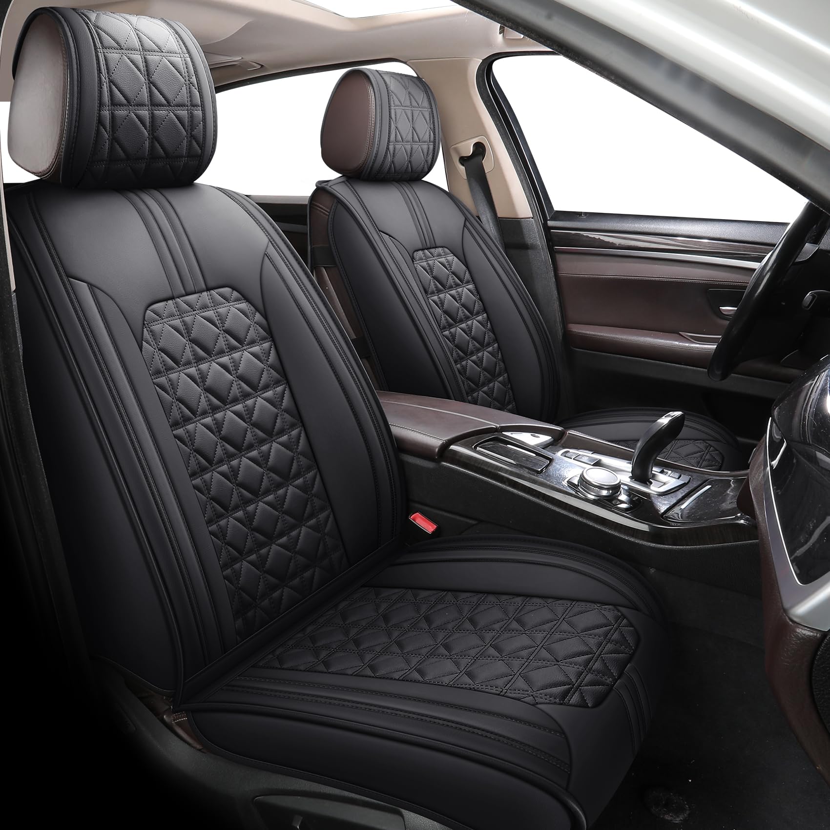 YOUXIU Autositzbezüge Sitzschoner Auto-Schonbezüge Komplettset, Schwarz | Universell für VW Golf Polo Tiguan BMW Audi Ford Benz Wasserdicht Kunstleder mit Seitenairbag