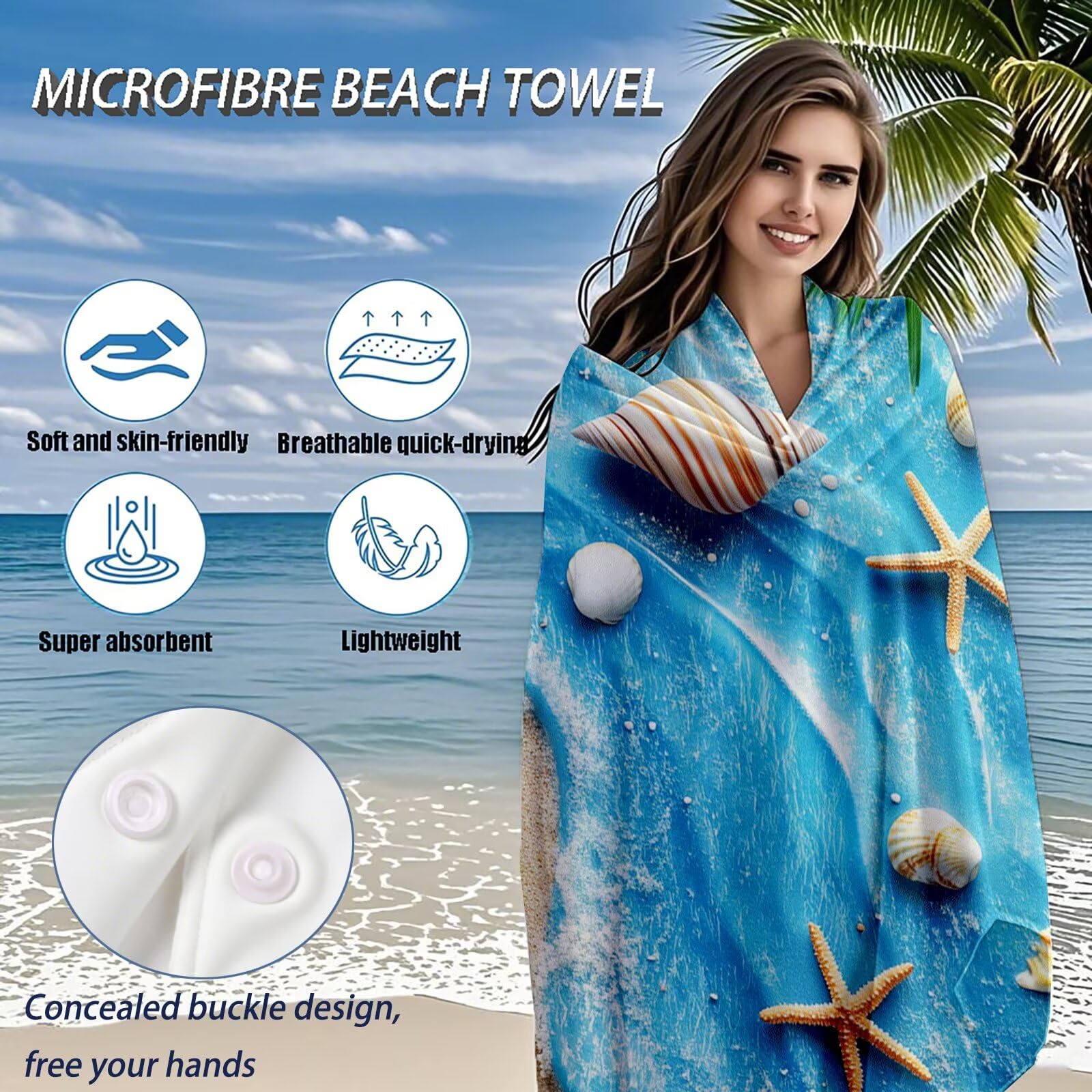 Telo Mare Microfibra, Telo Mare Grande 200x100 cm Set da 2, Antisabbia Asciugatura Rapida Assorbente Salvietta da Spiaggia Asciugamano per Palestra Piscina Viaggi Picnic, Regali Donna Spiaggia Q-716